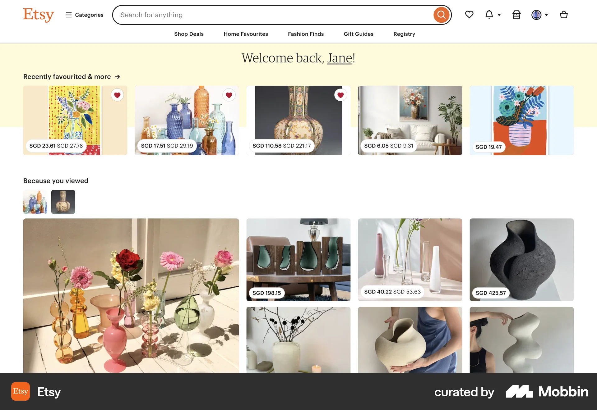 Etsy Web Shop & Storefront screen