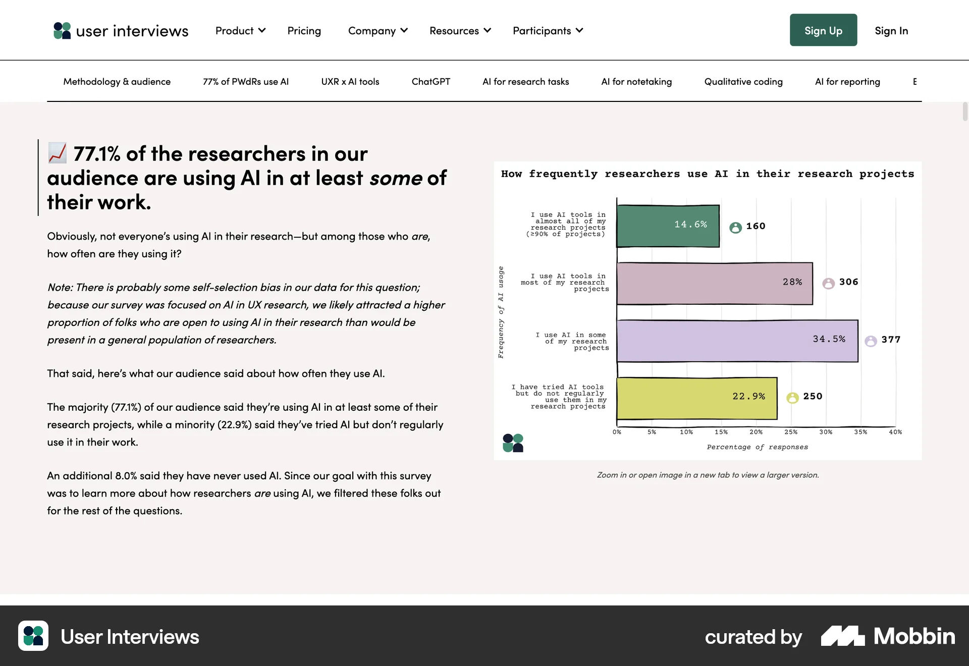 User Interviews Web Charts screen