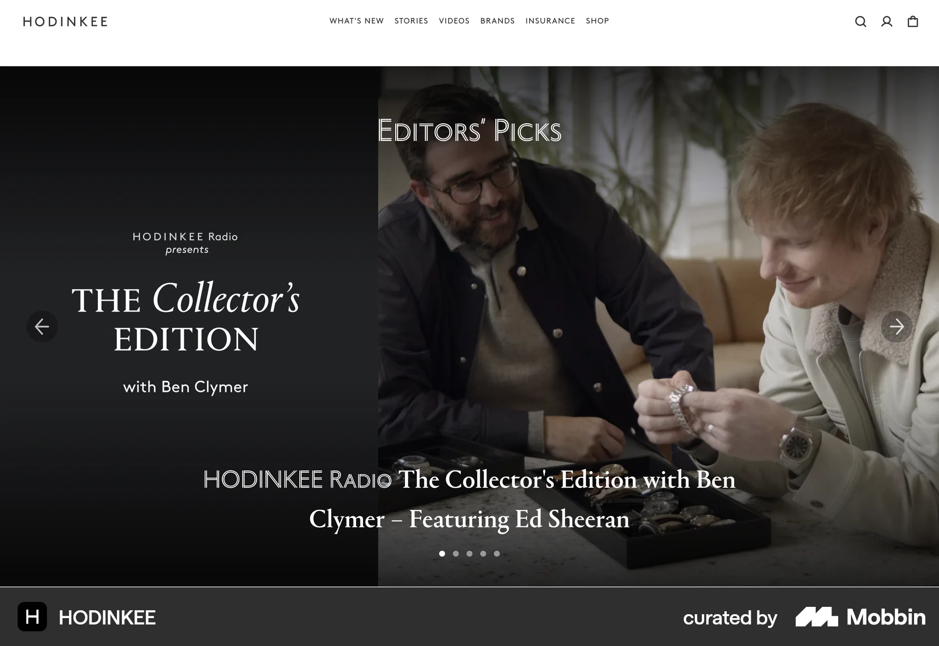 HODINKEE Web screen containing Carousel UI element