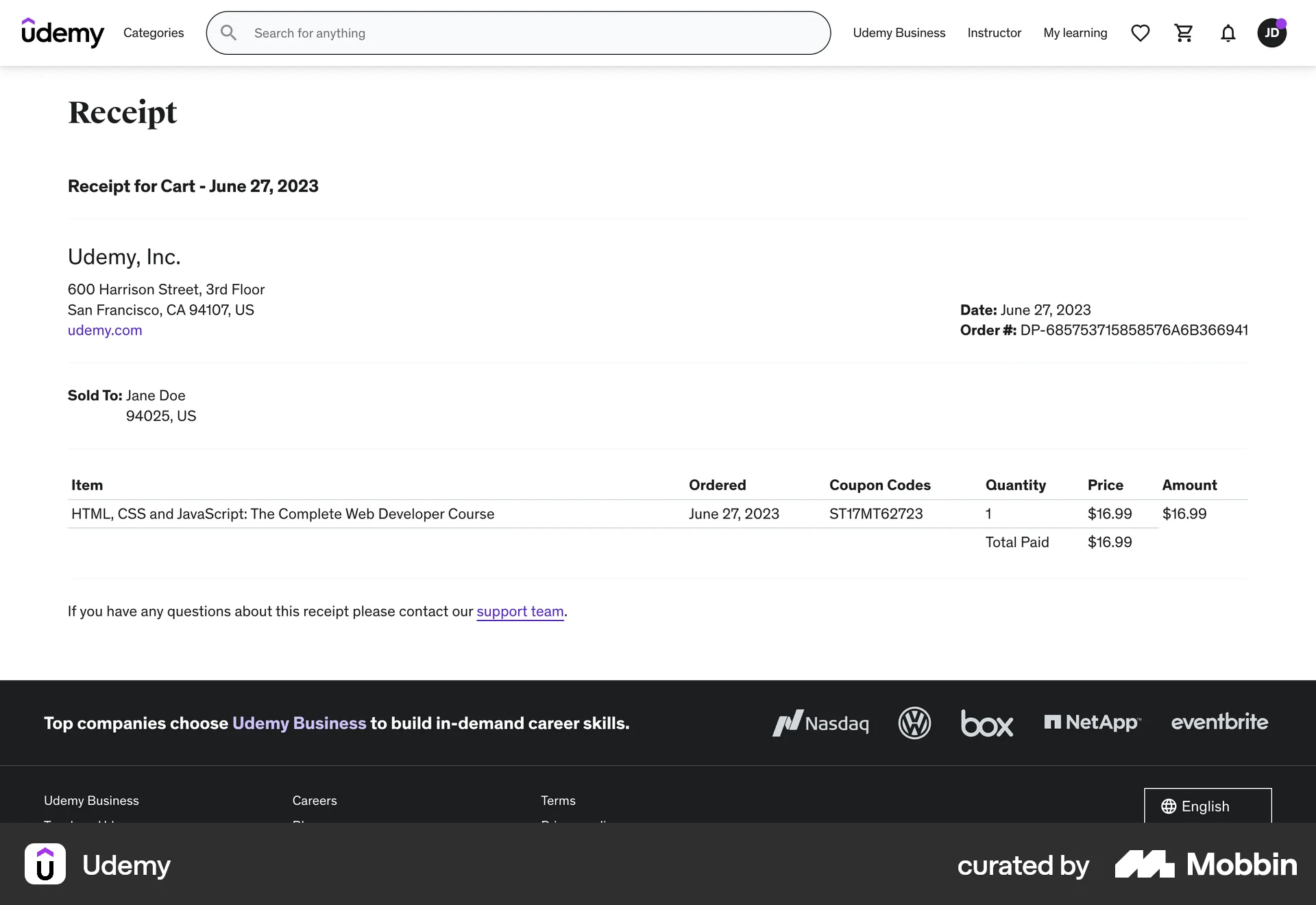 Udemy Web Other Content screen