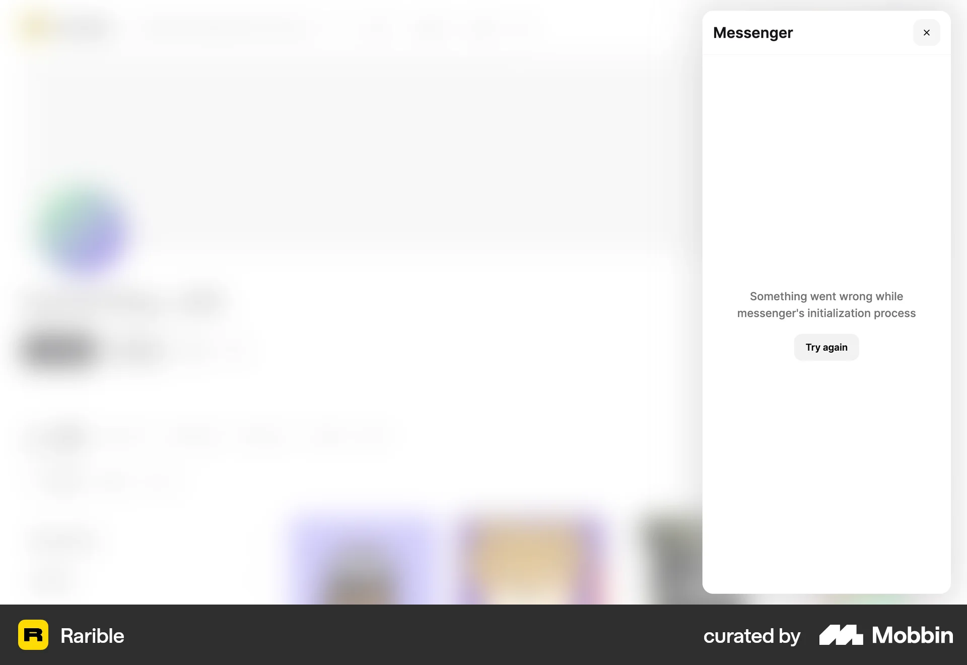 Rarible Web Error screen