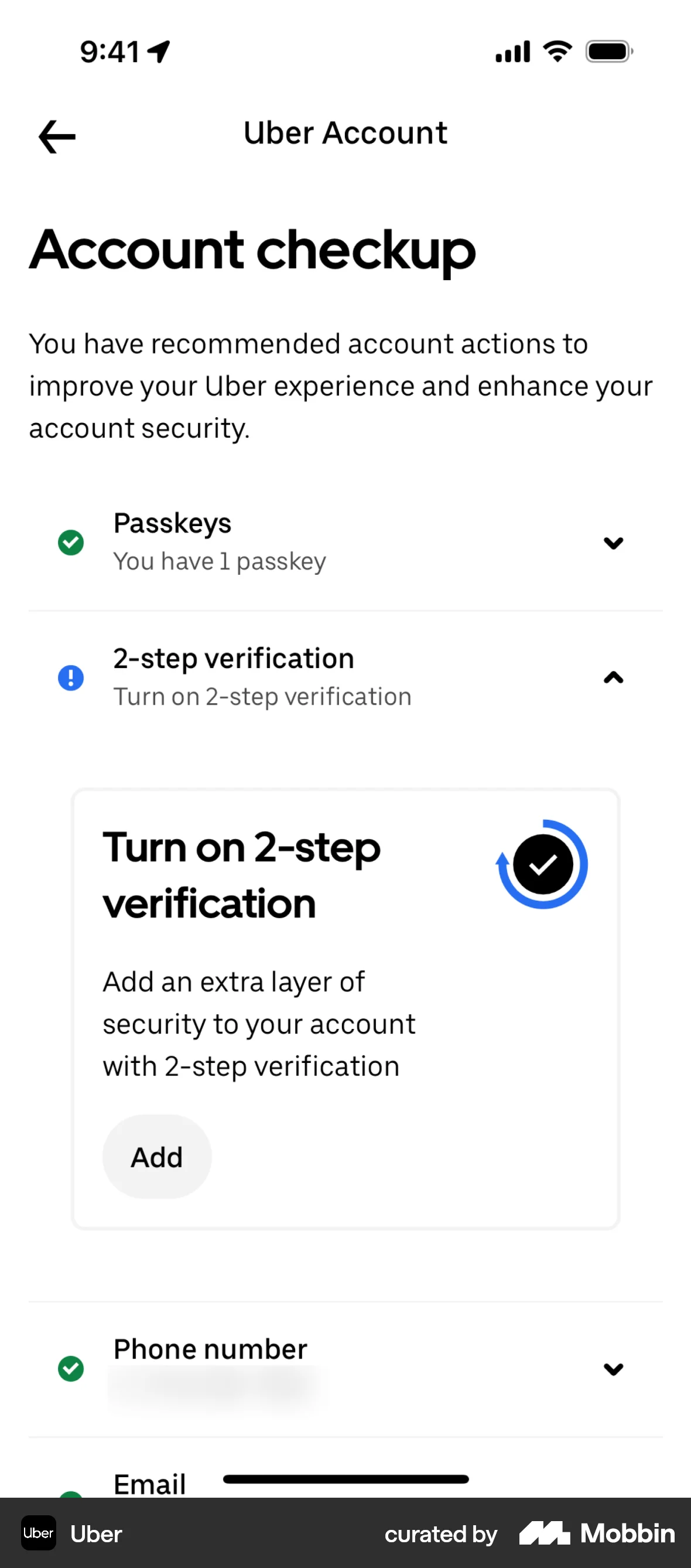 Uber iOS screen containing Accordion UI element