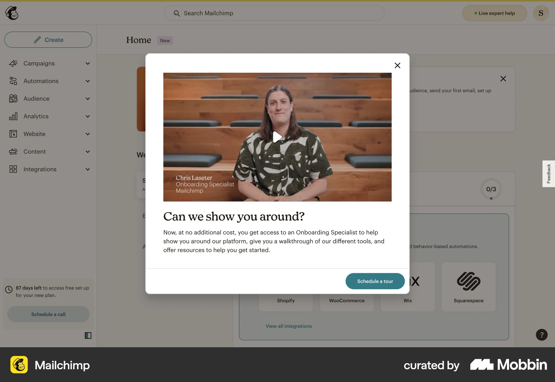 Mailchimp Web Guided Tour & Tutorial screen