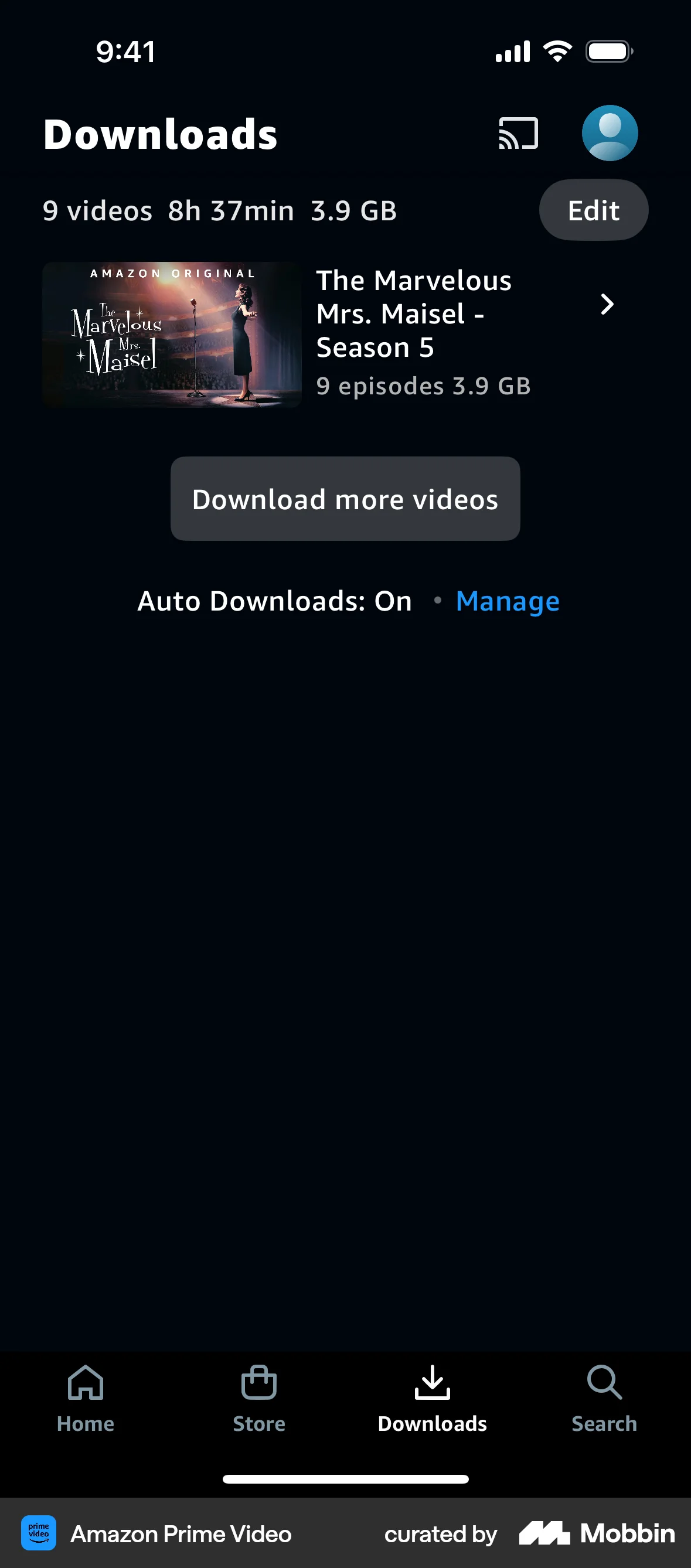 Prime Video iOS Downloads & Available Offline screen