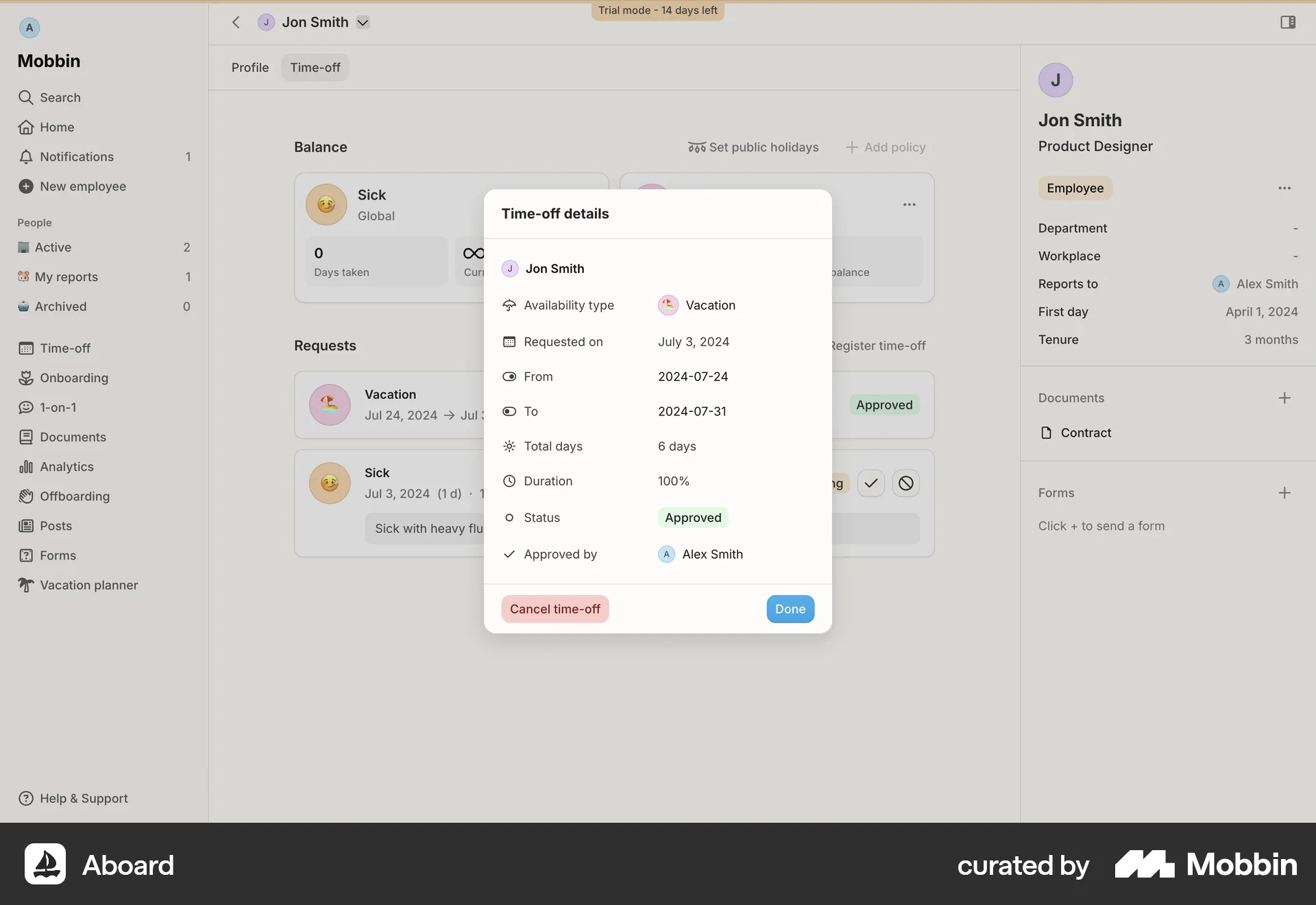Aboard Web Other Content screen