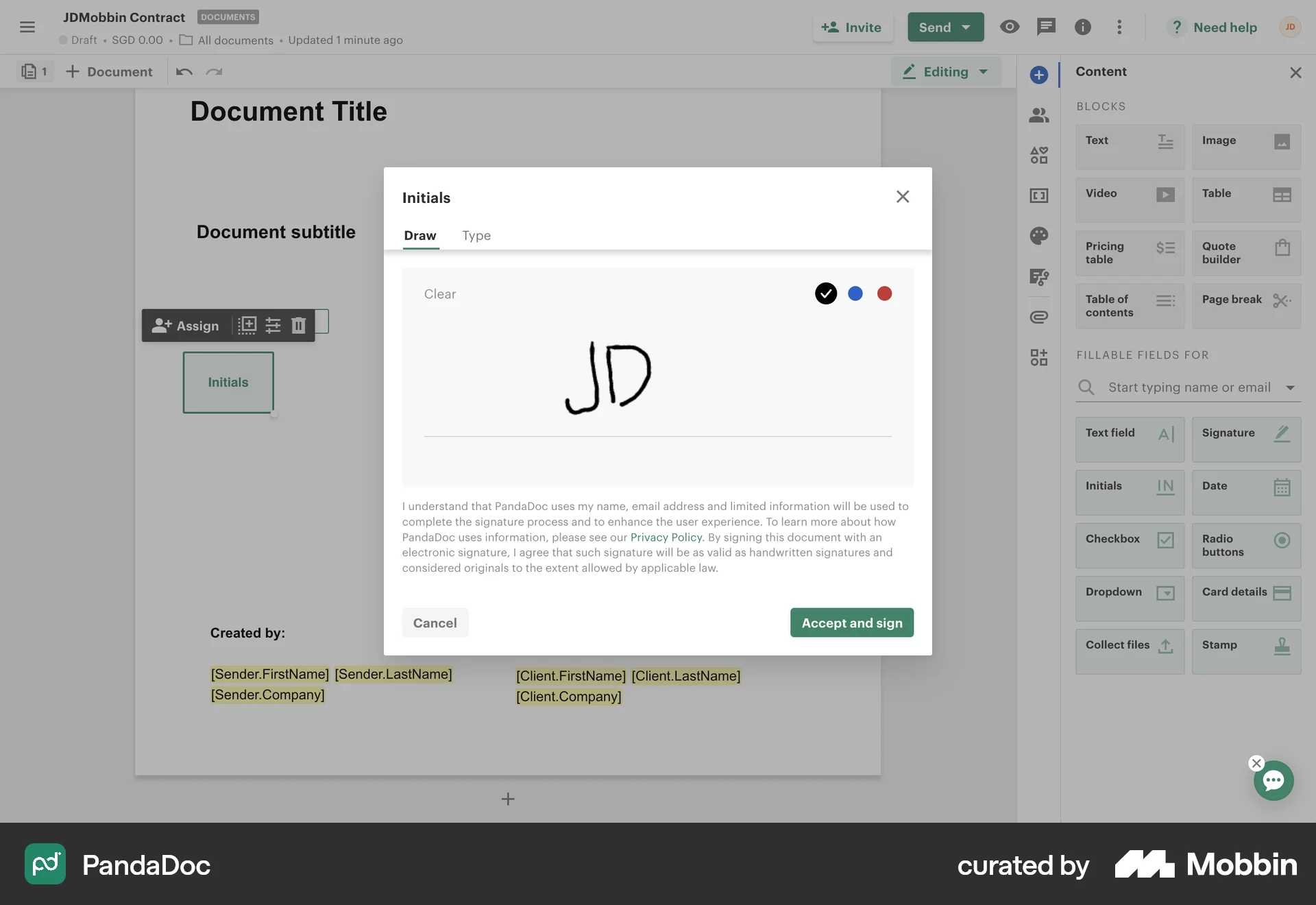 PandaDoc Web Draw & Annotate screen