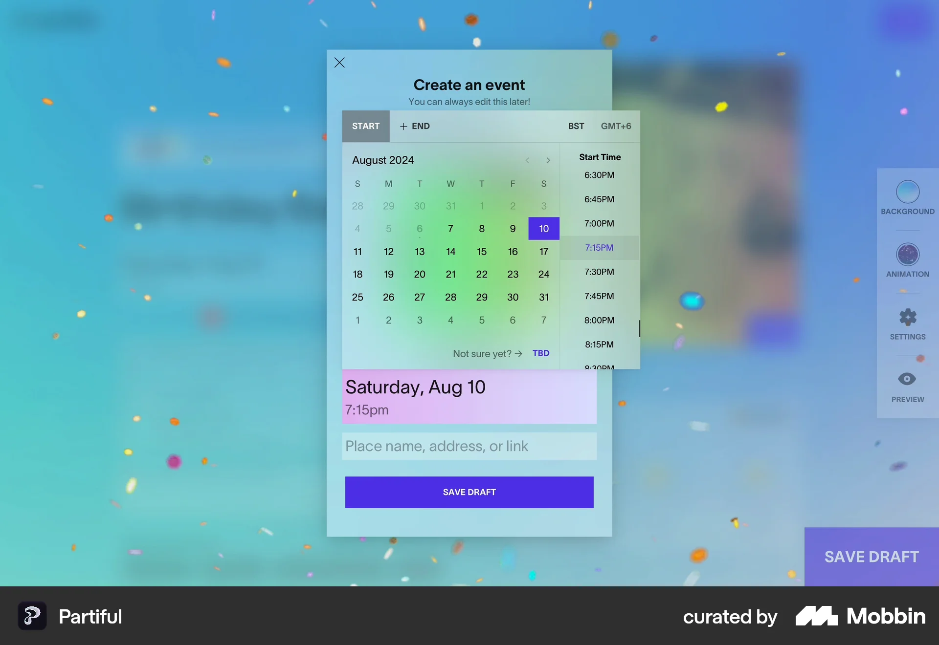 Partiful Web Lifestyle App screen