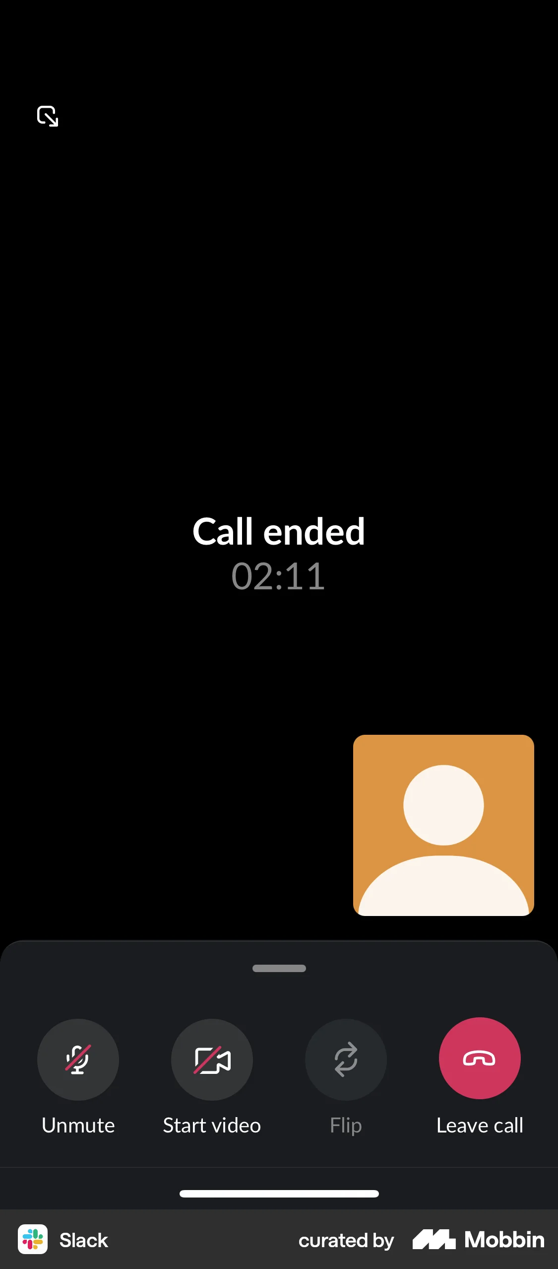 Slack iOS Call screen
