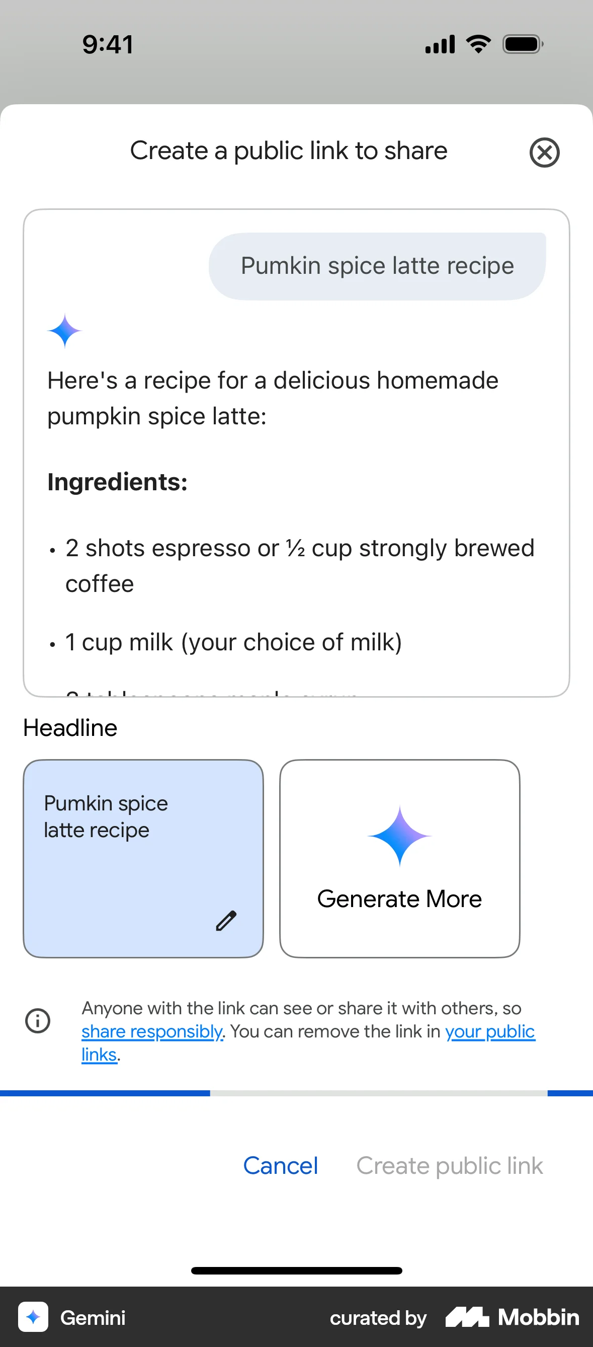 Google Gemini iOS screen containing Loading Indicator UI element