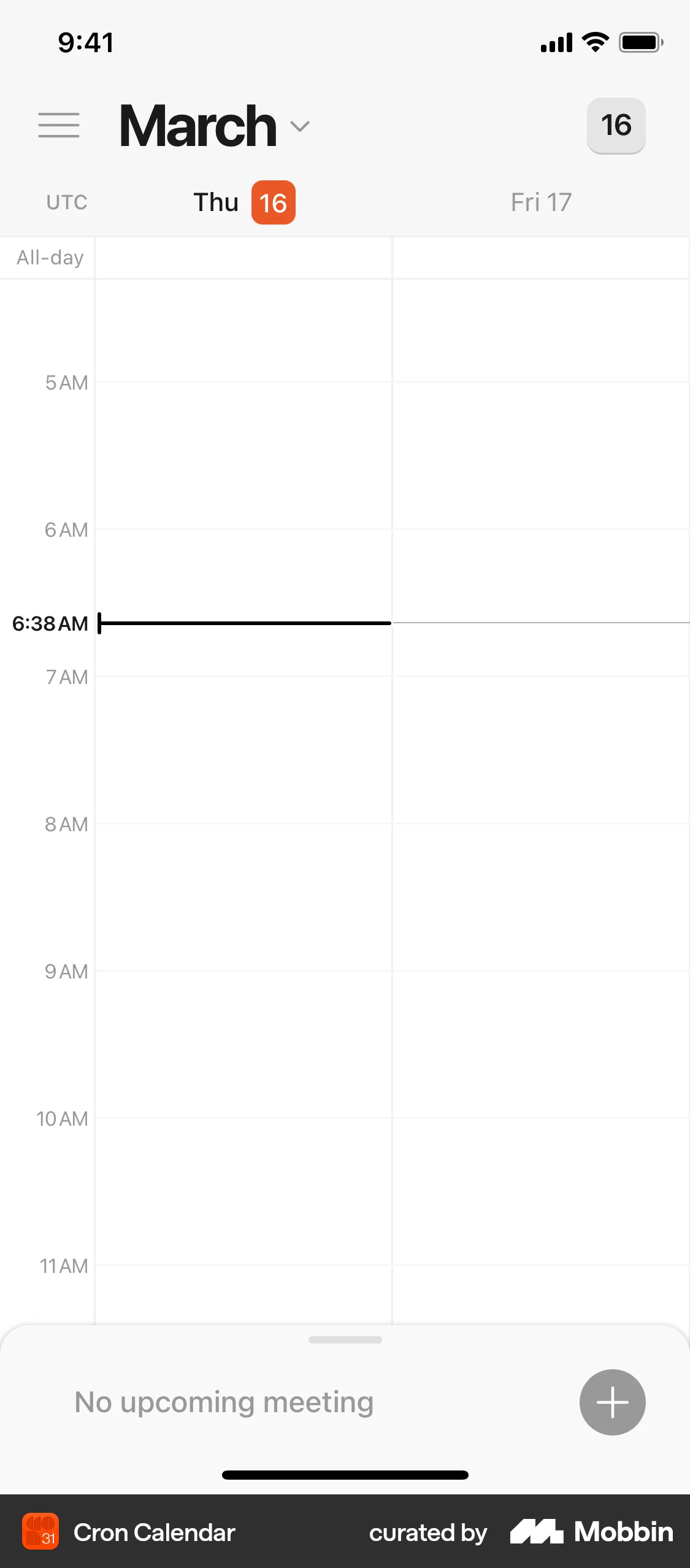 Cron Calendar iOS Calendar screen