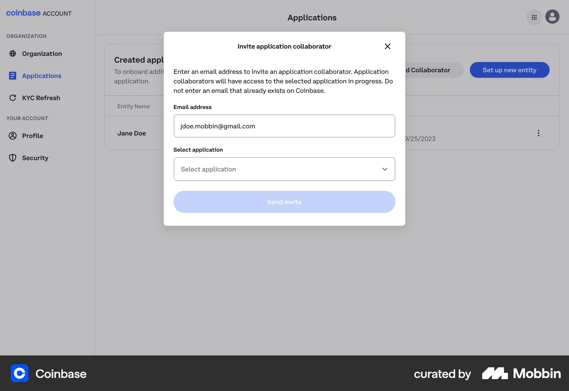 Coinbase Web Invite & Refer Friends screen