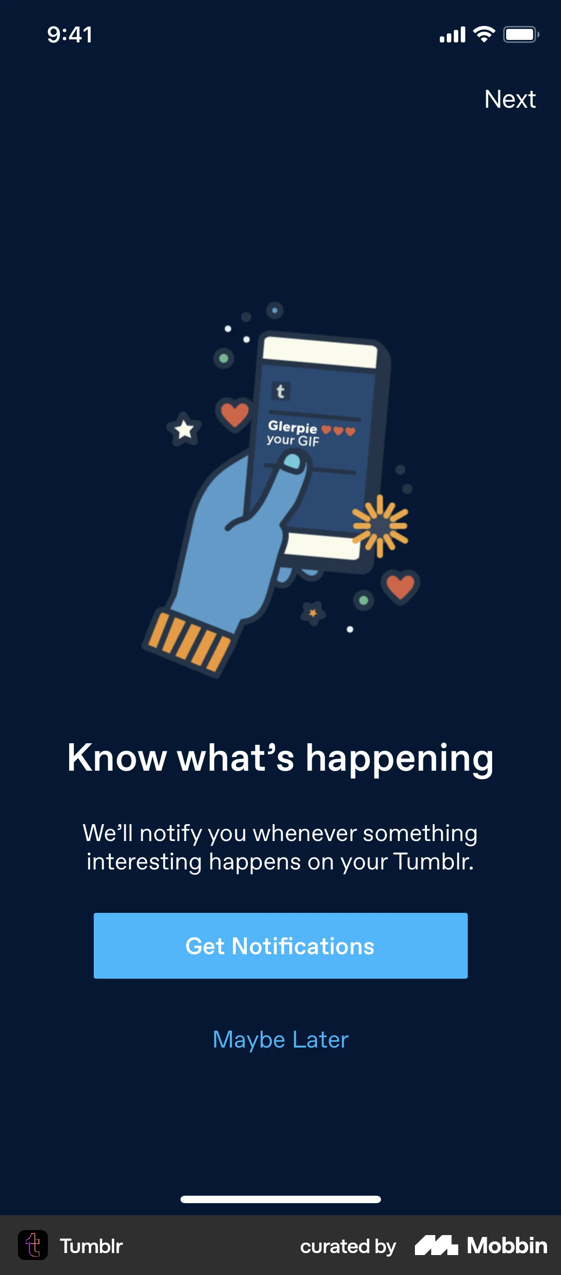 Tumblr iOS Permission screen