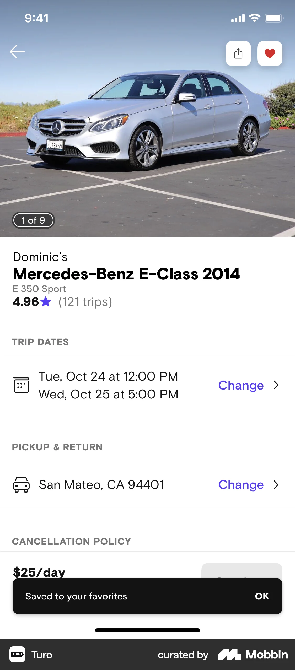 Turo iOS Save screen