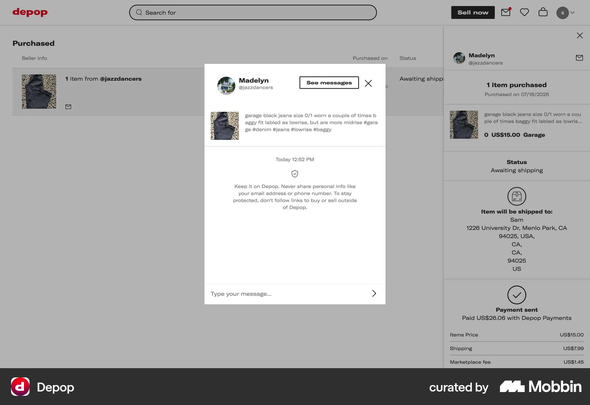 Depop Web Empty State screen