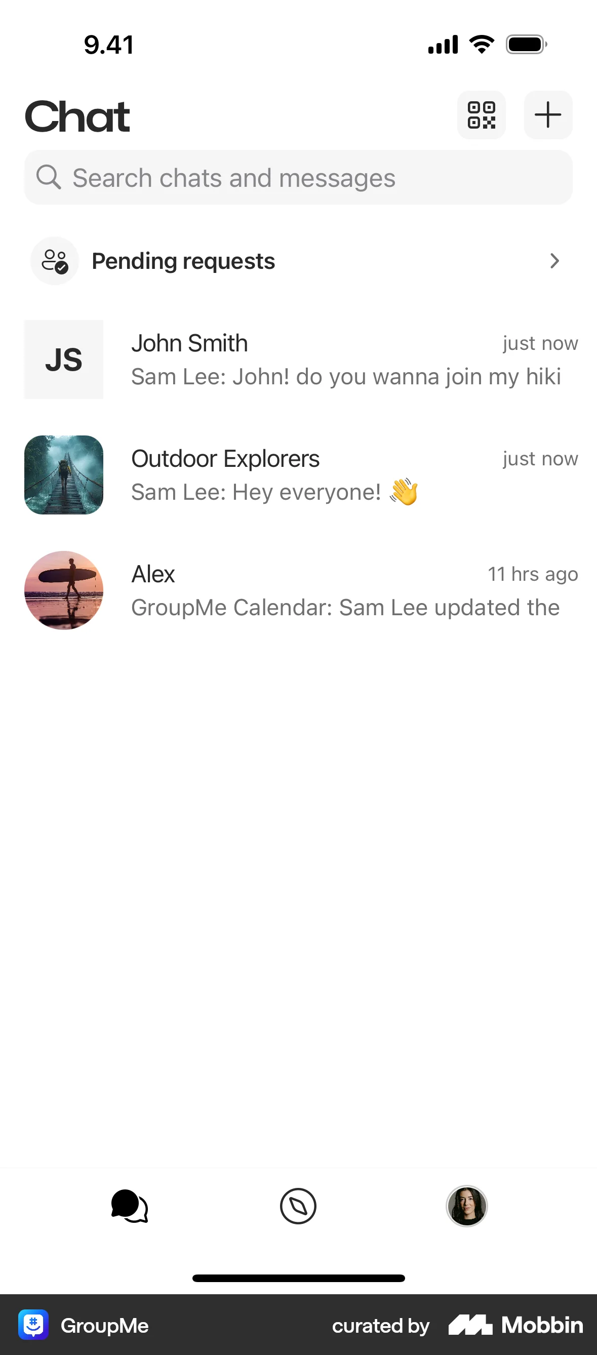 GroupMe iOS Communication App screen
