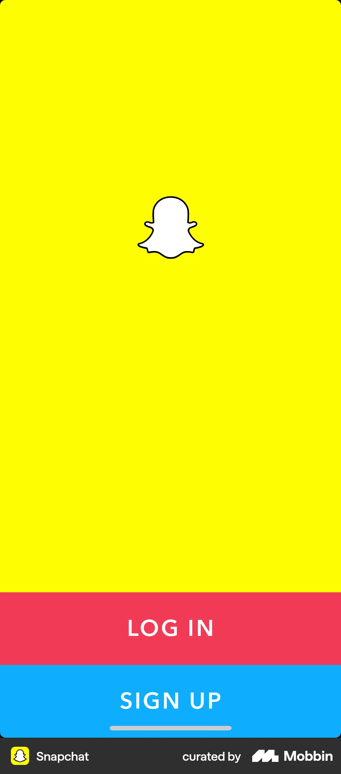 Snapchat iOS Welcome & Get Started screen