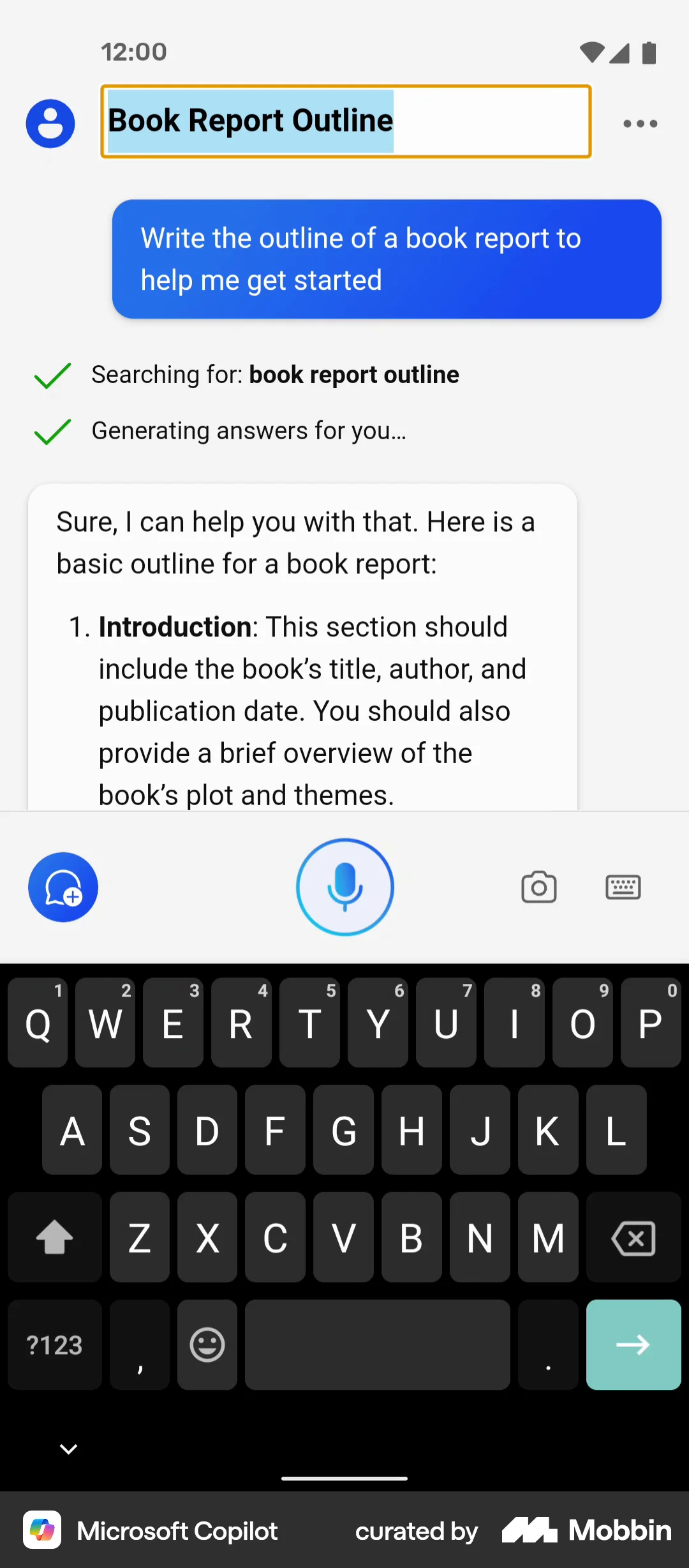 Microsoft Copilot Android AI App screen