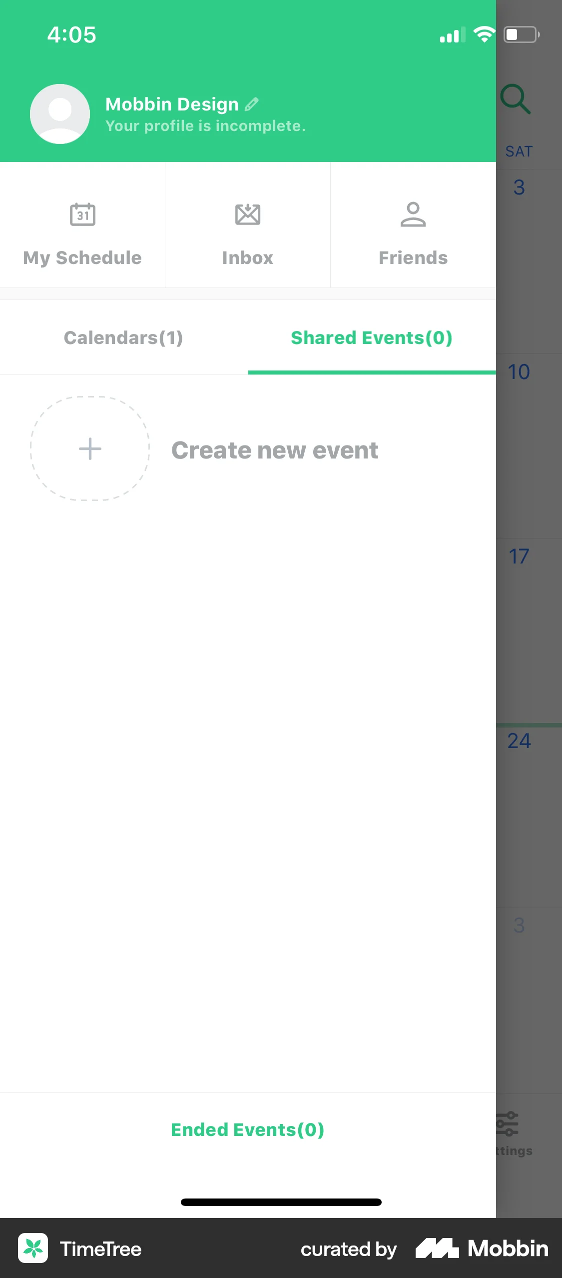 TimeTree iOS My Account & Profile screen