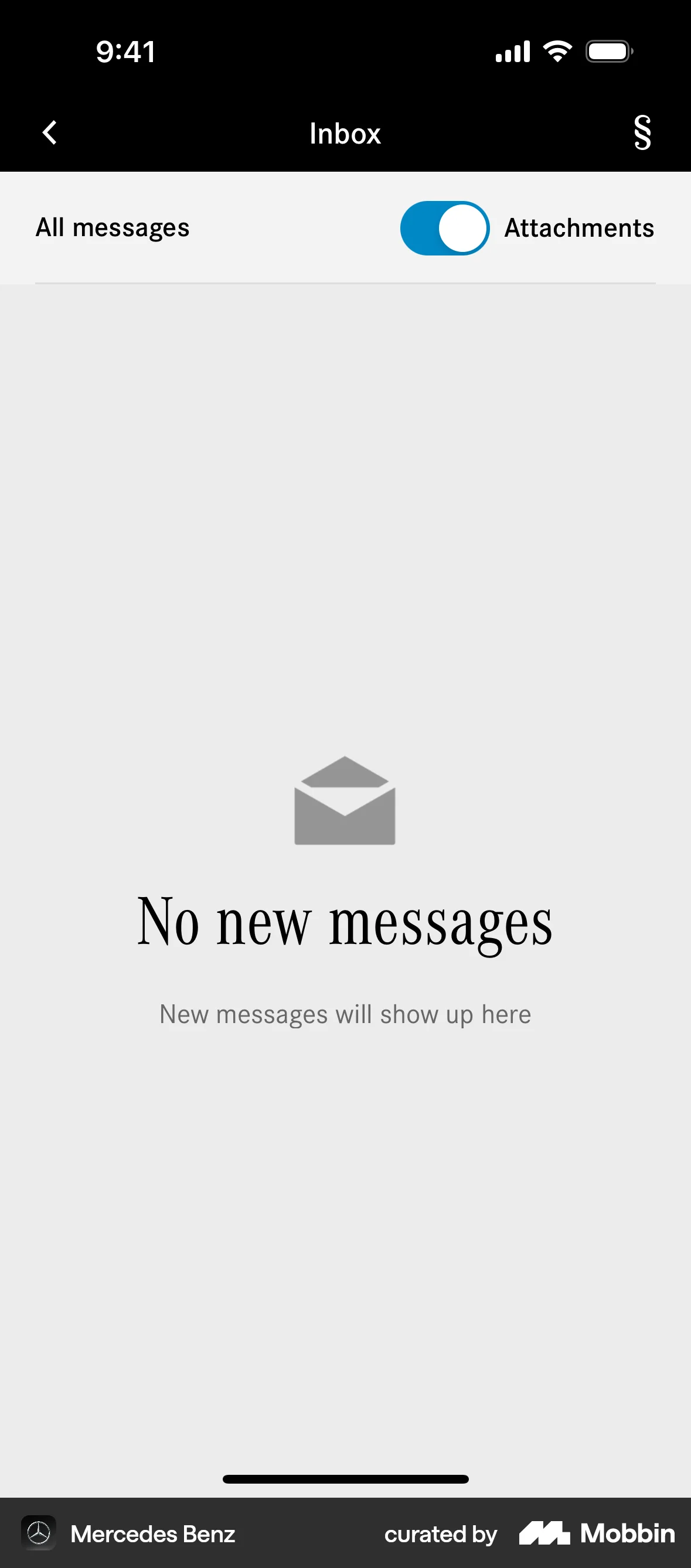 Mercedes-Benz iOS Emails & Messages screen