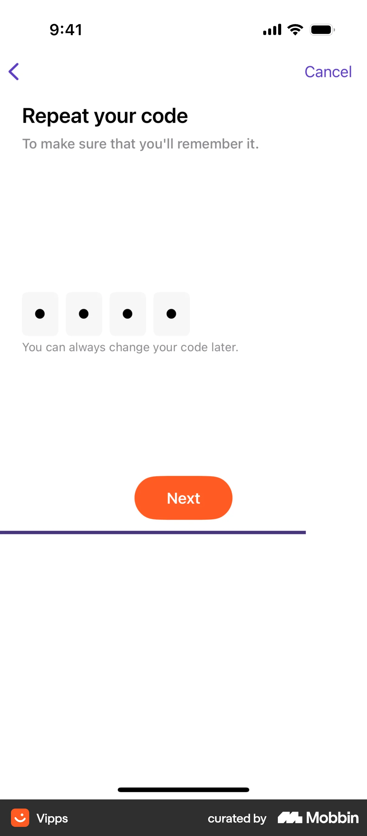 Vipps iOS Confirmation screen