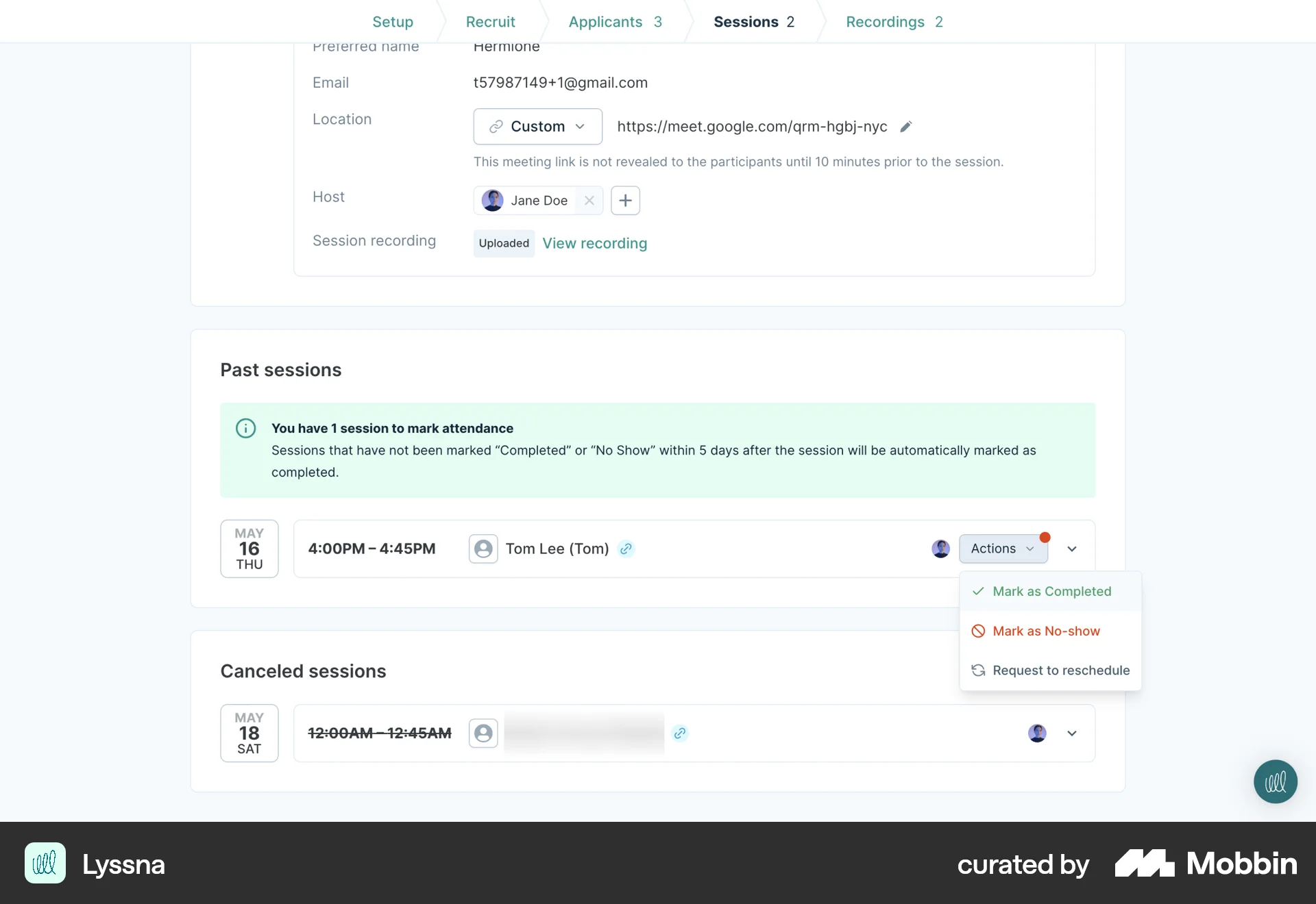 Lyssna Web screen containing Status Dot UI element