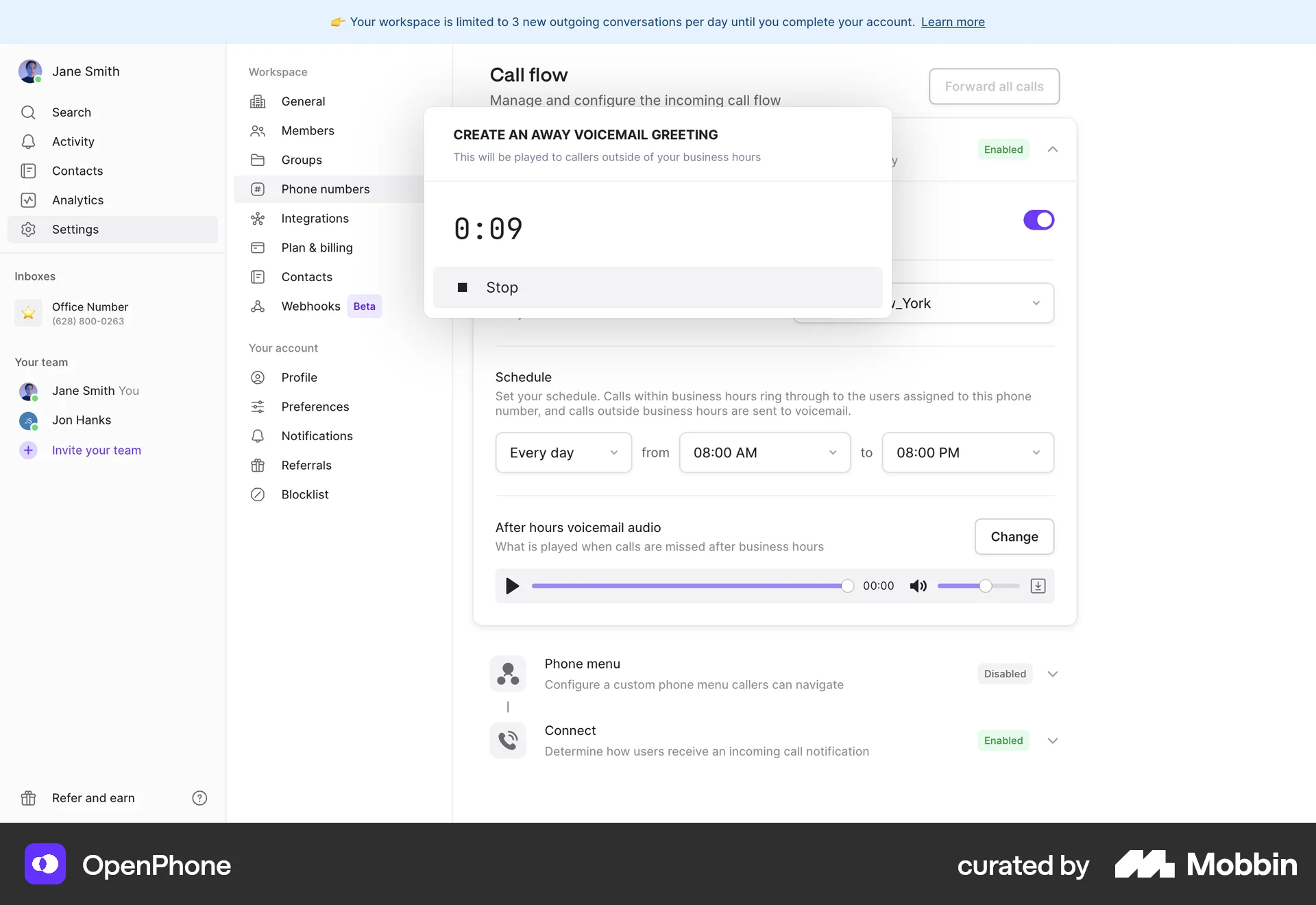 OpenPhone Web Audio & Video Recorder screen