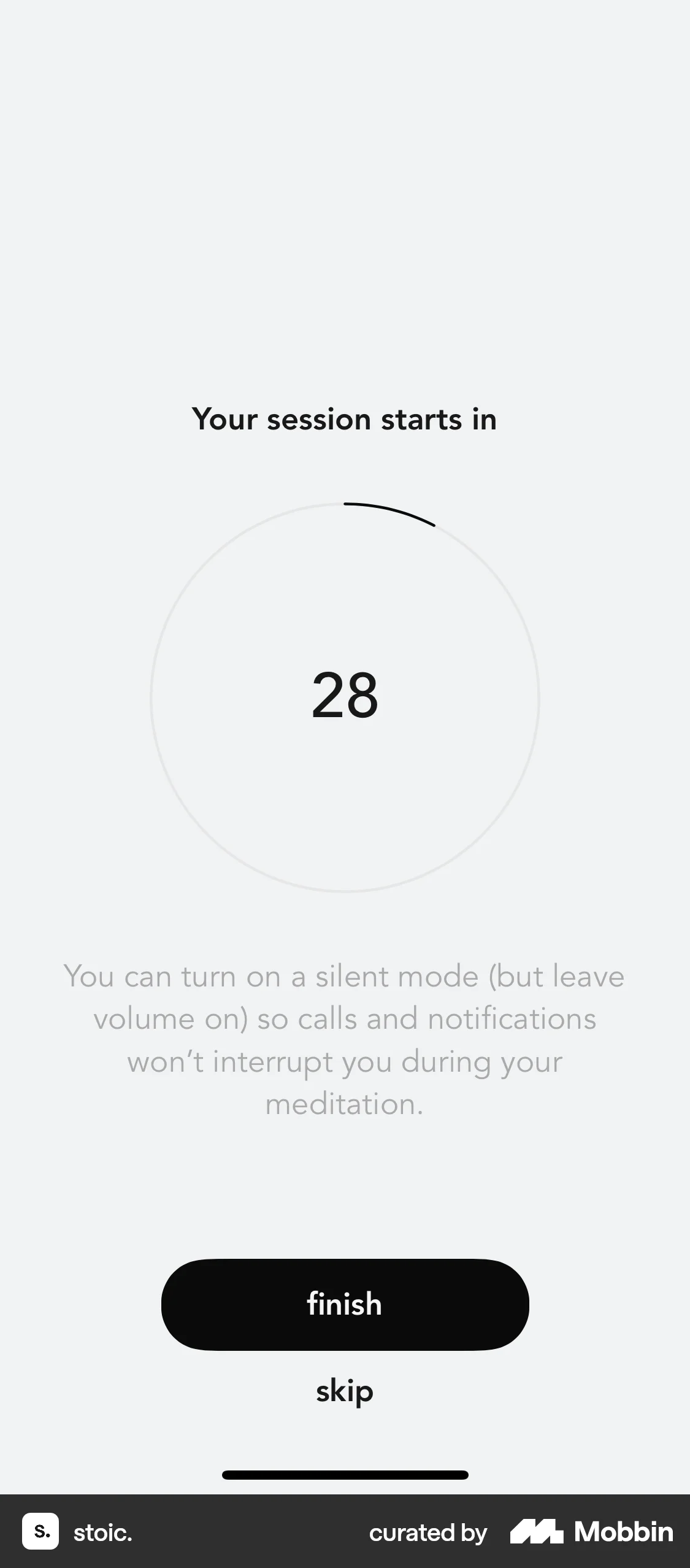 stoic. iOS Timer & Clock screen