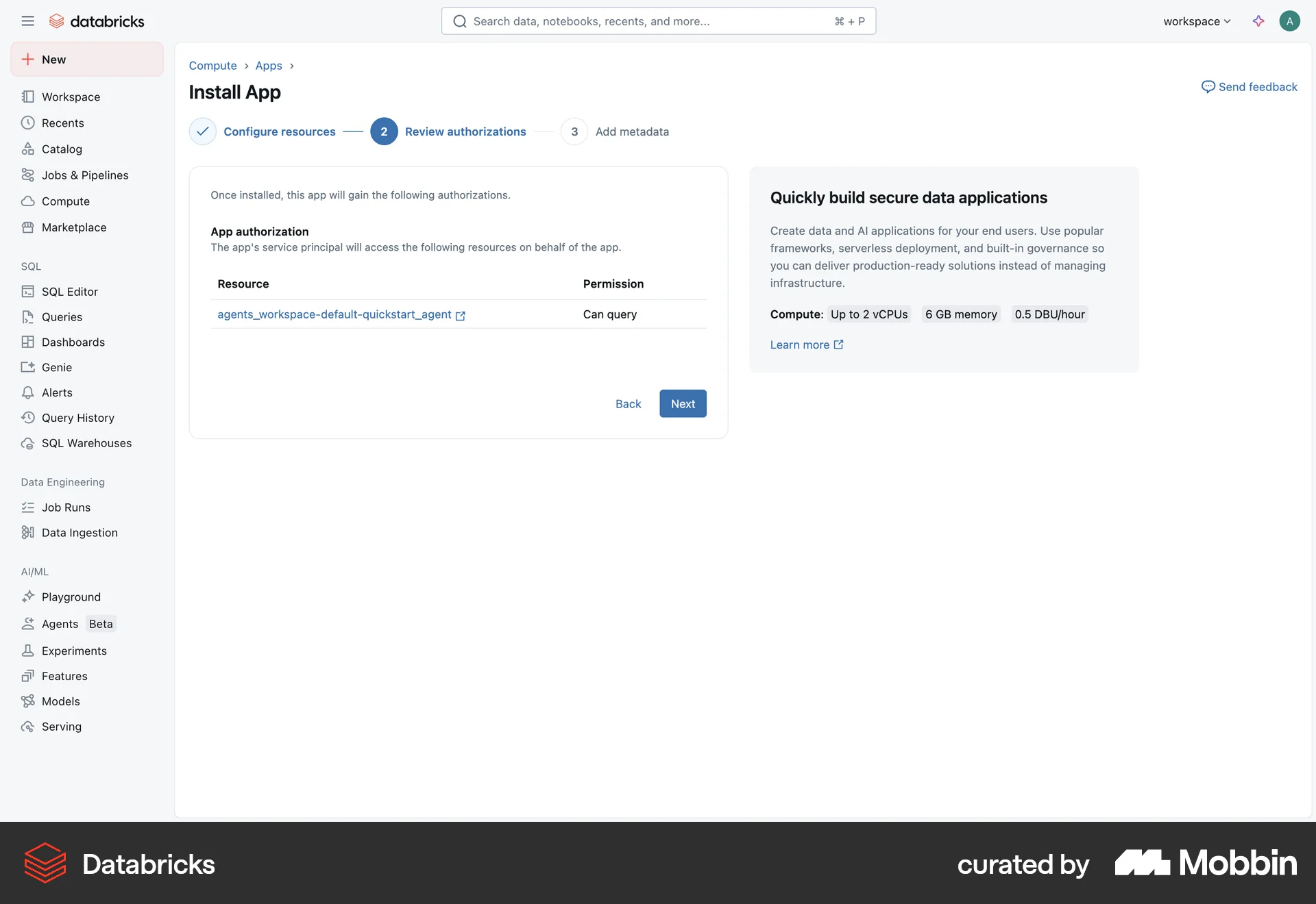 Databricks Web Progress screen