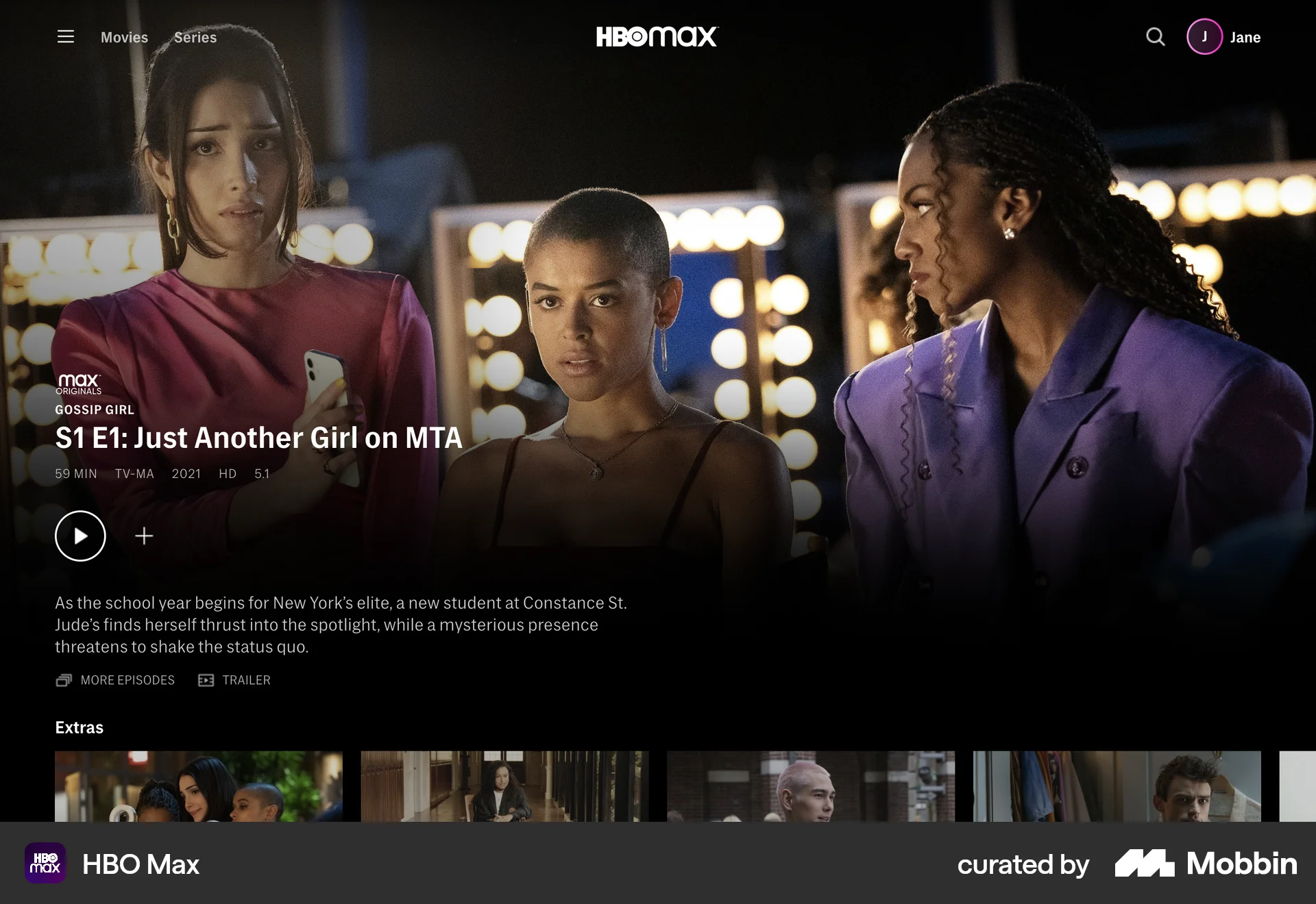 HBO Max Web TV Show & Movie Detail screen