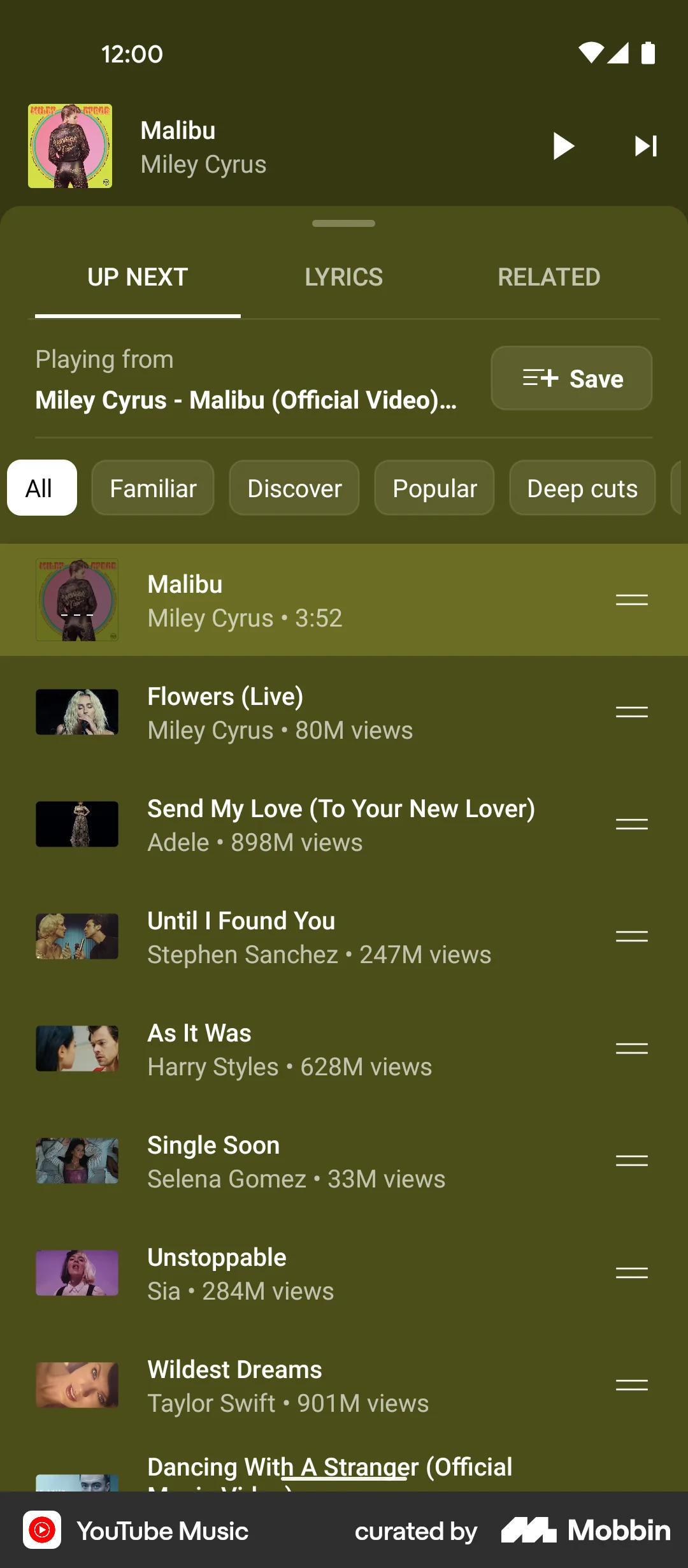 YouTube Music Android Song & Podcast Detail screen