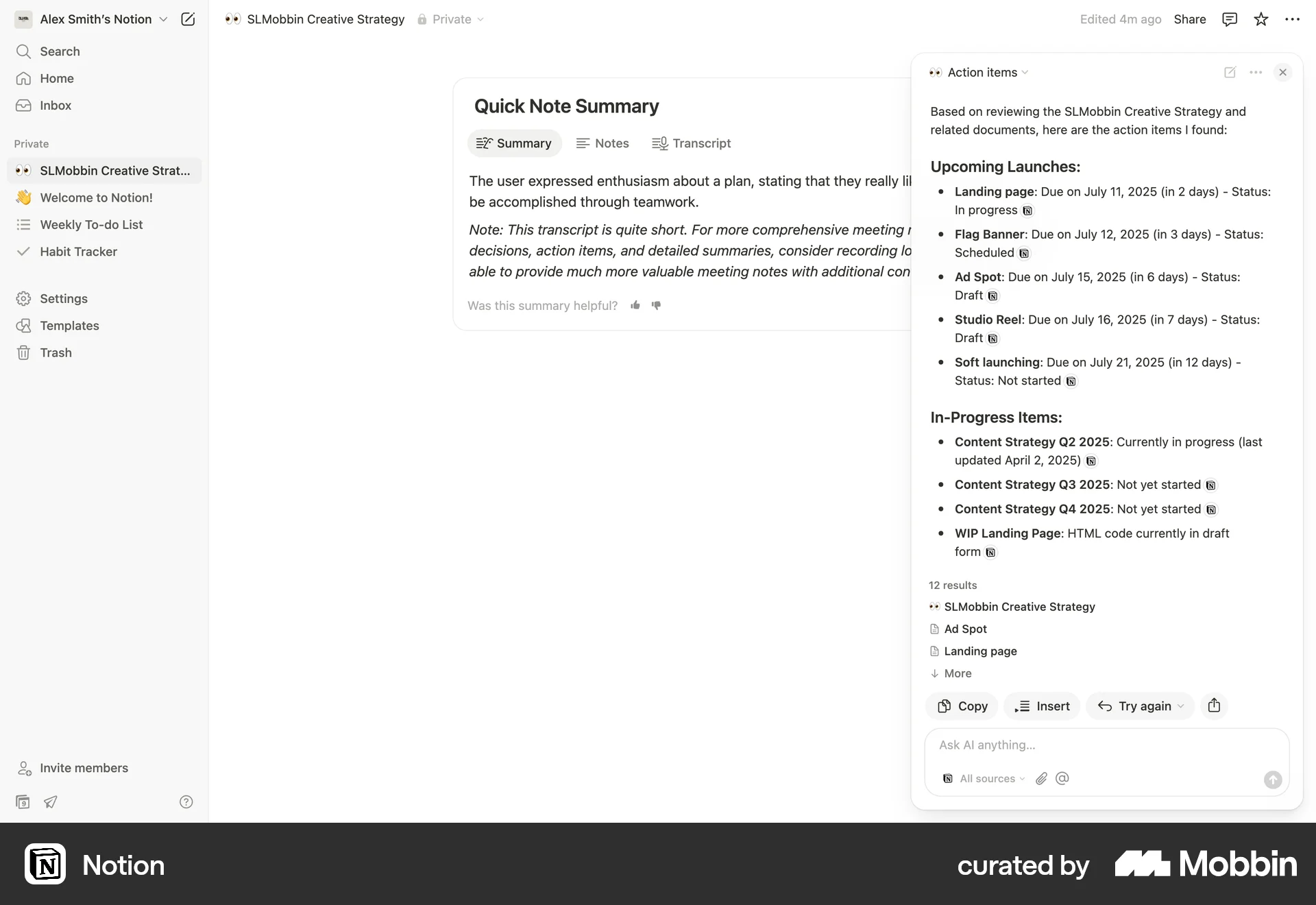 Notion Web Collaboration App screen