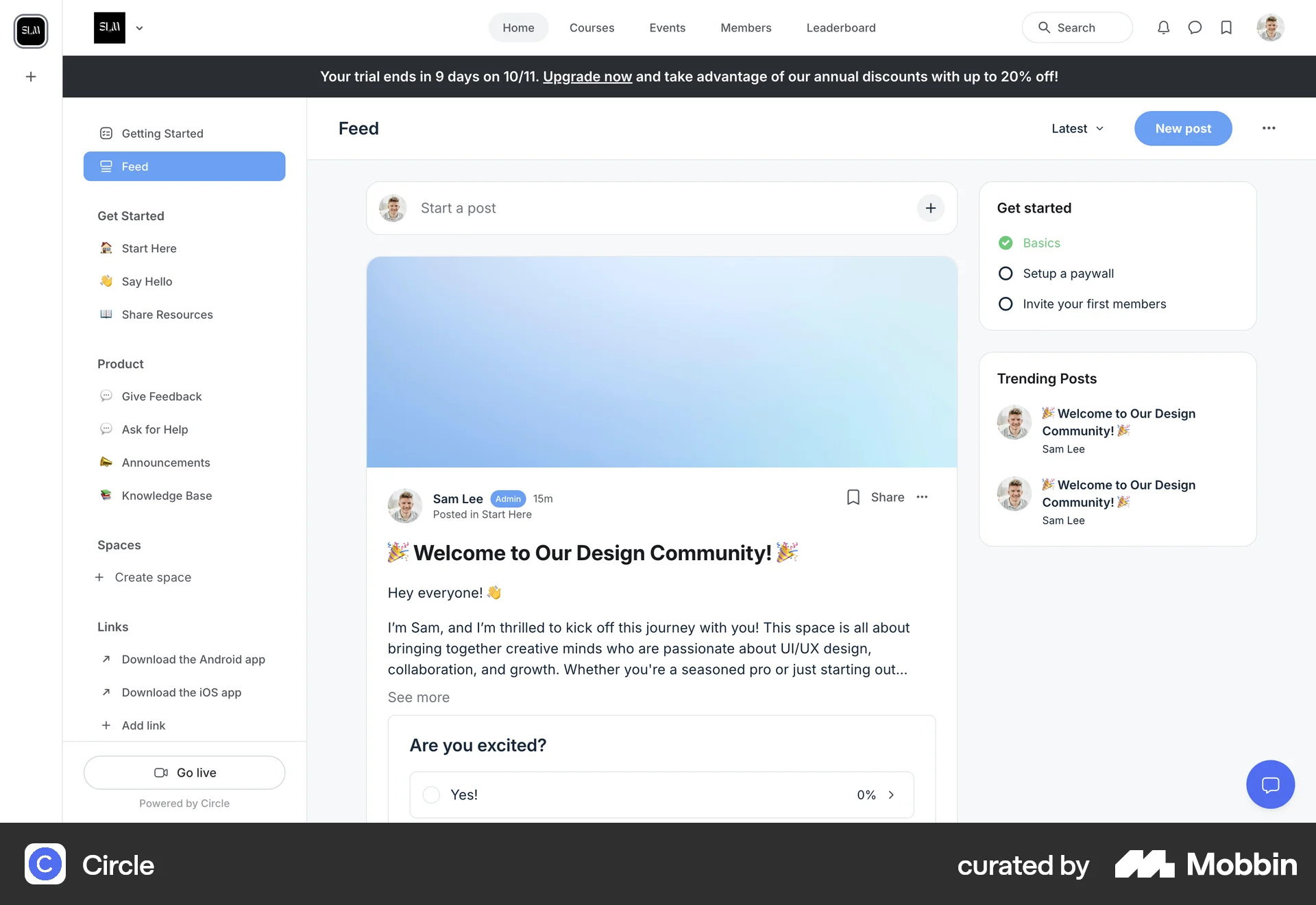 Circle Web Social Feed screen