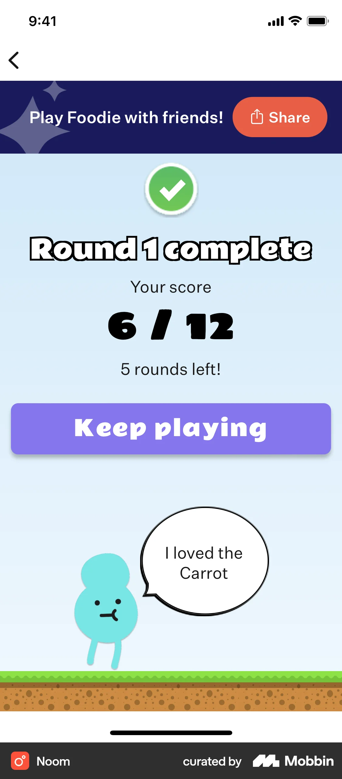Noom iOS Game UI screen
