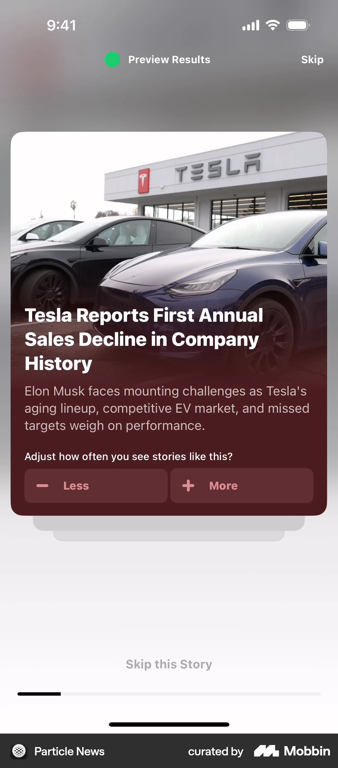 Particle News iOS screen containing Progress Indicator UI element