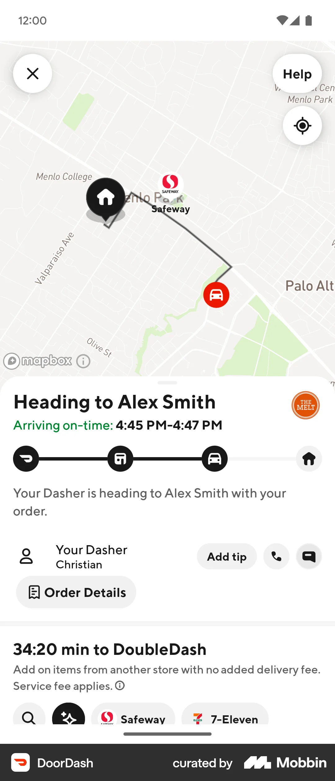 DoorDash Android Order Confirmation screen