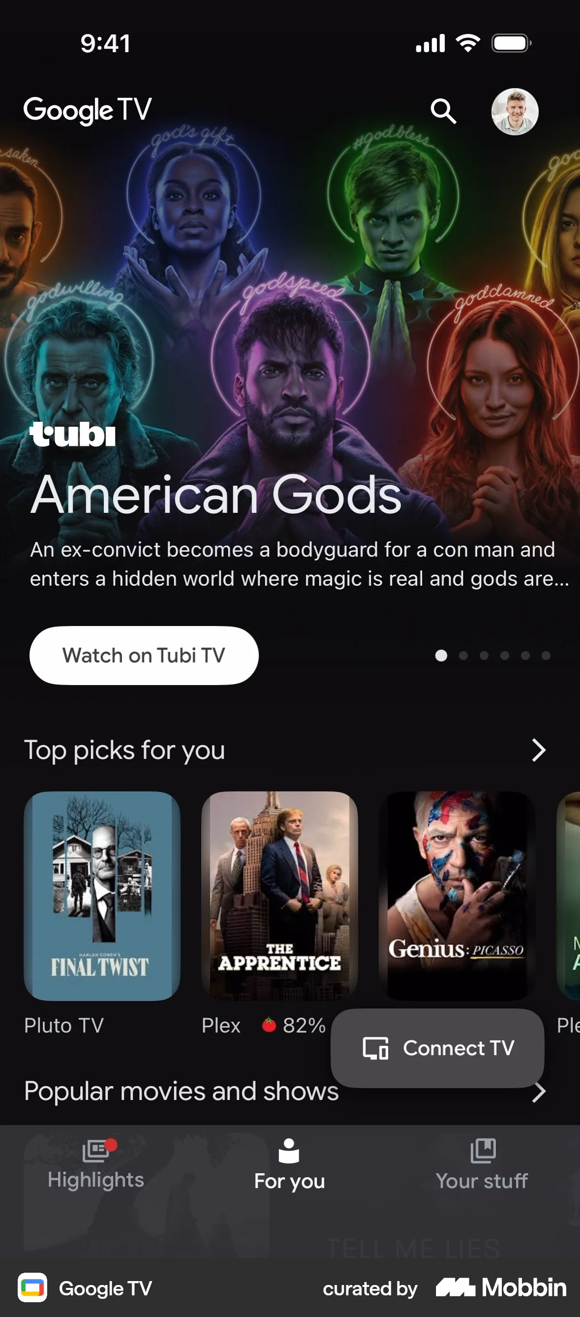 Google TV iOS Mobile App Design screen