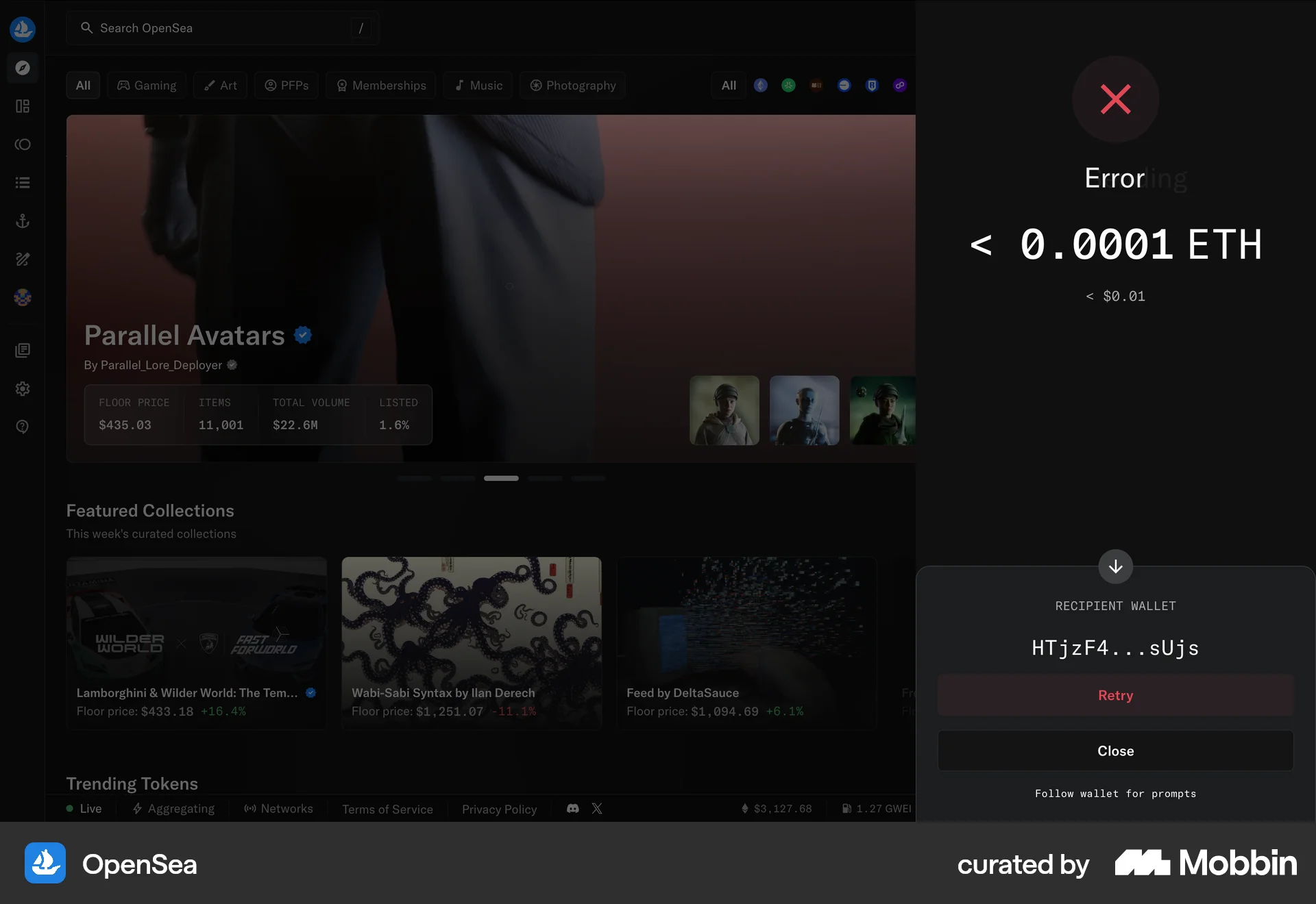 OpenSea Web Error screen