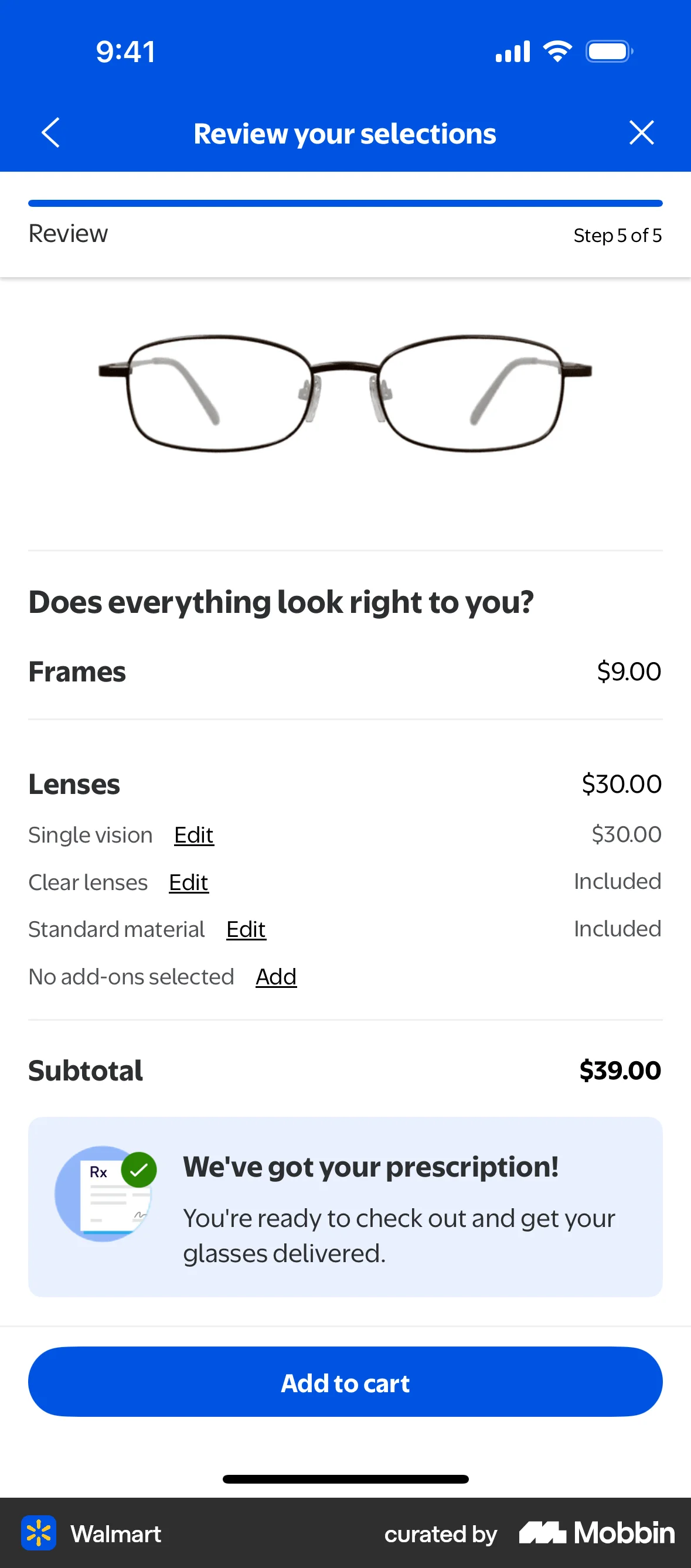 Walmart iOS Acknowledgement & Success screen