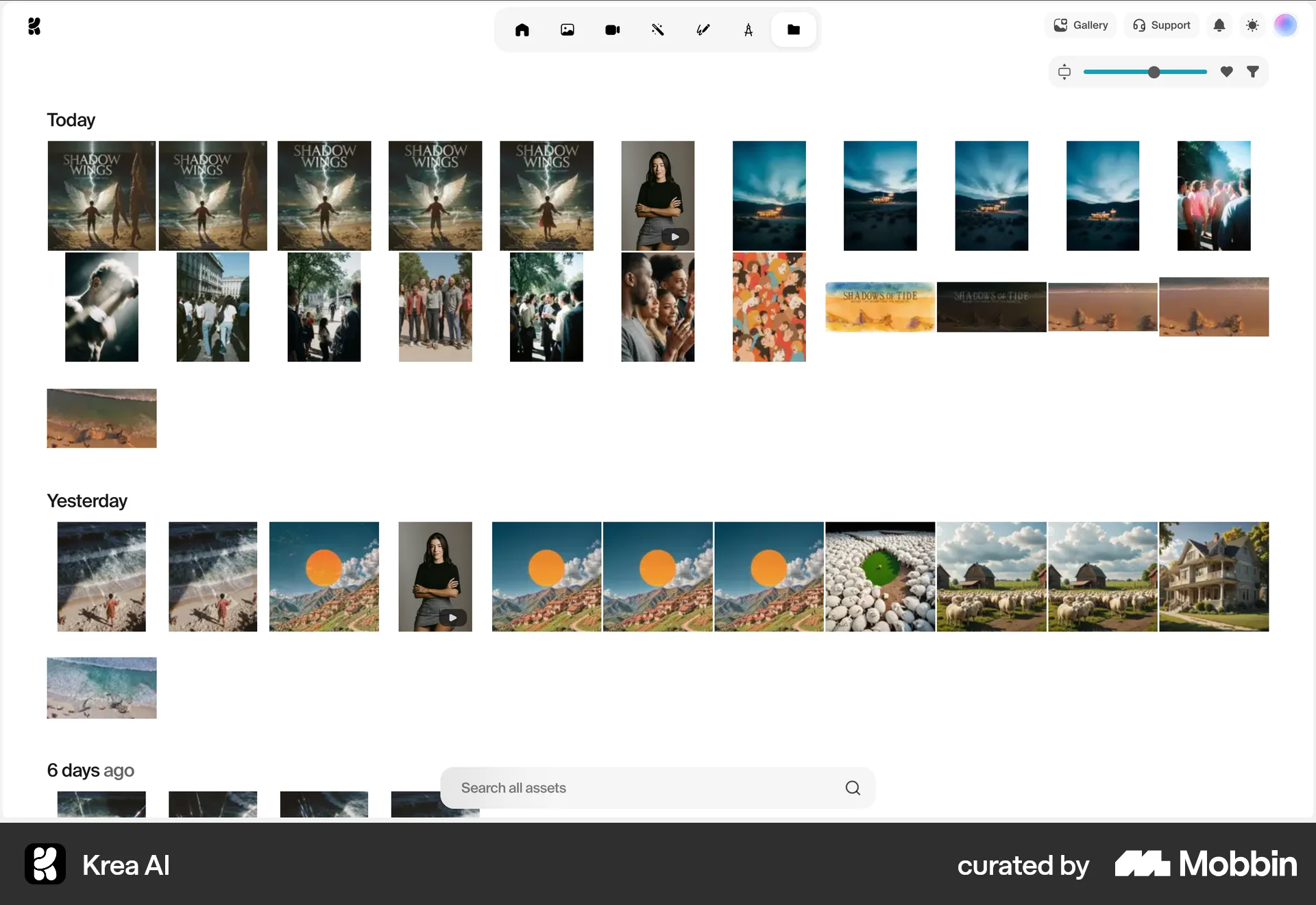 Krea AI Web Date & Time screen
