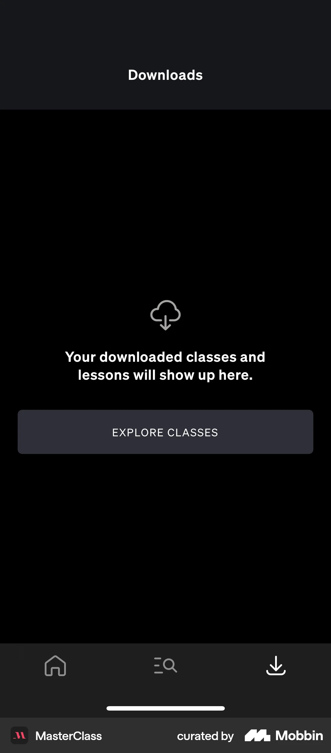 MasterClass iOS Downloads & Available Offline screen