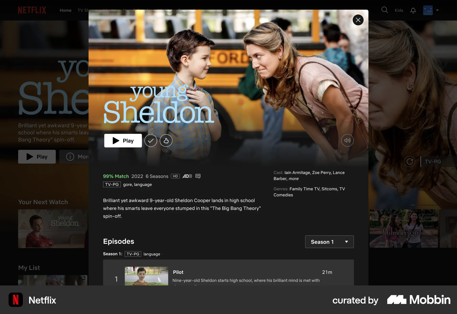 Netflix Web TV Show & Movie Detail screen