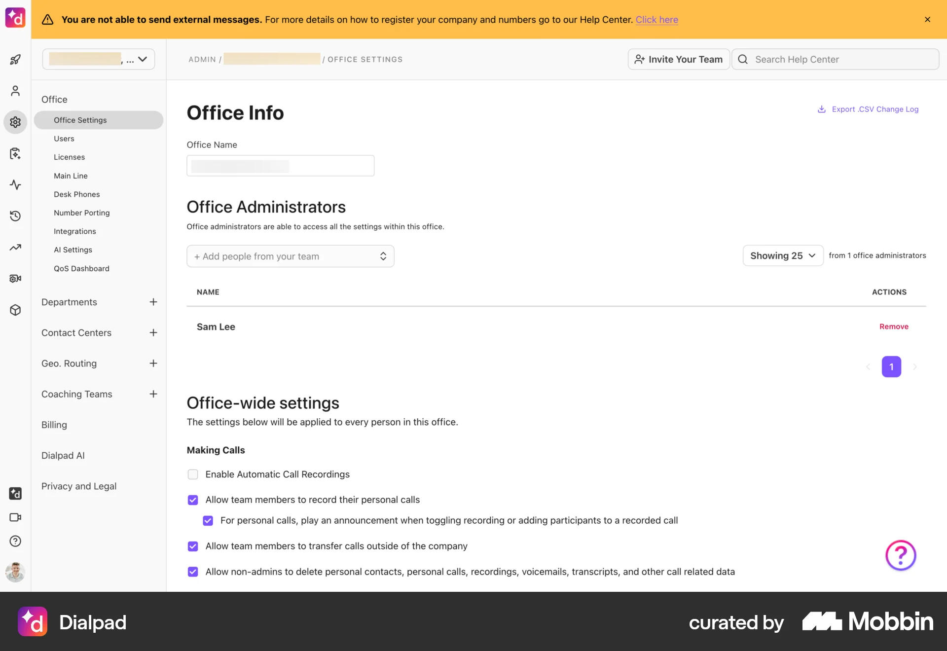 Dialpad Web screen containing Pagination UI element