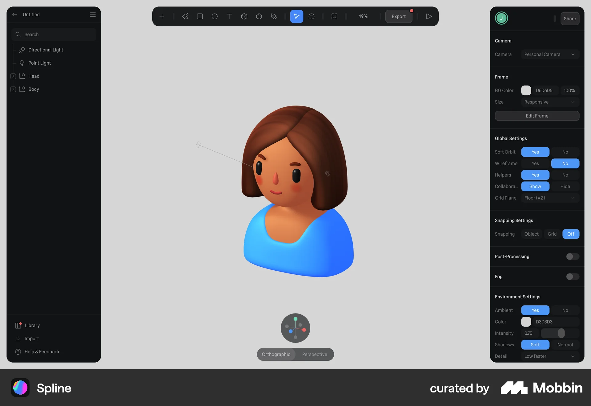Spline Web Canvas screen