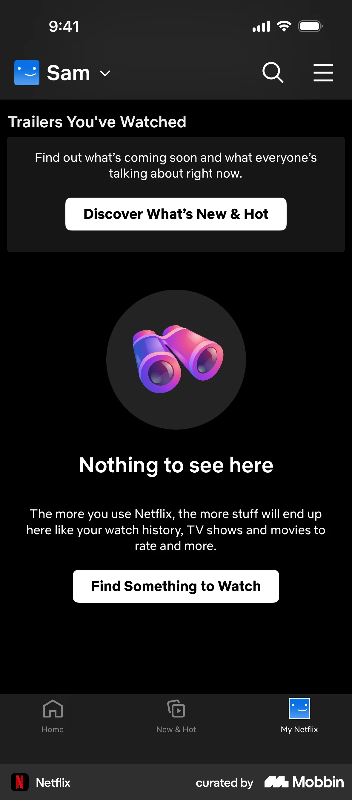 Netflix iOS Empty State screen