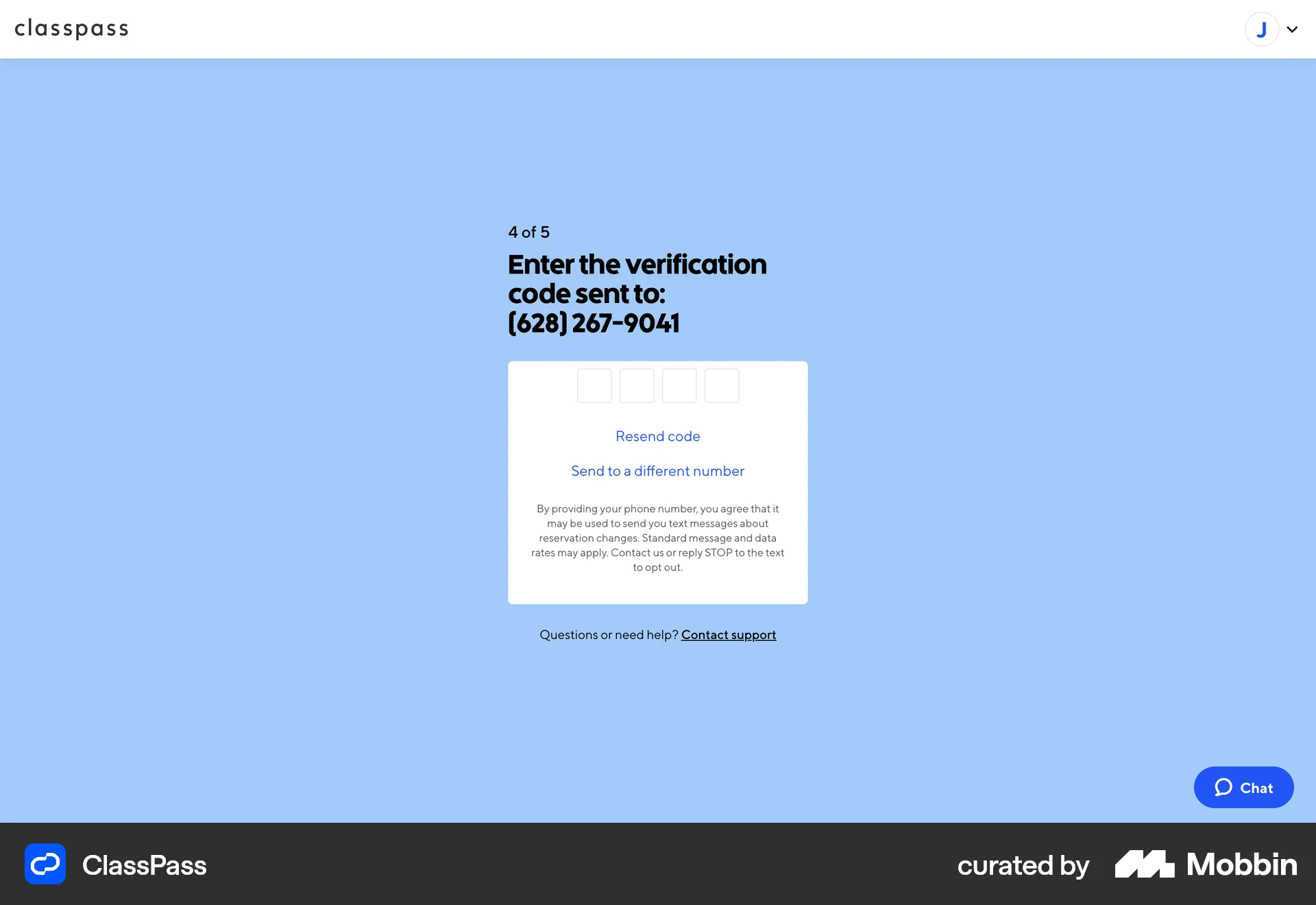 ClassPass Web Verification code | Mobbin