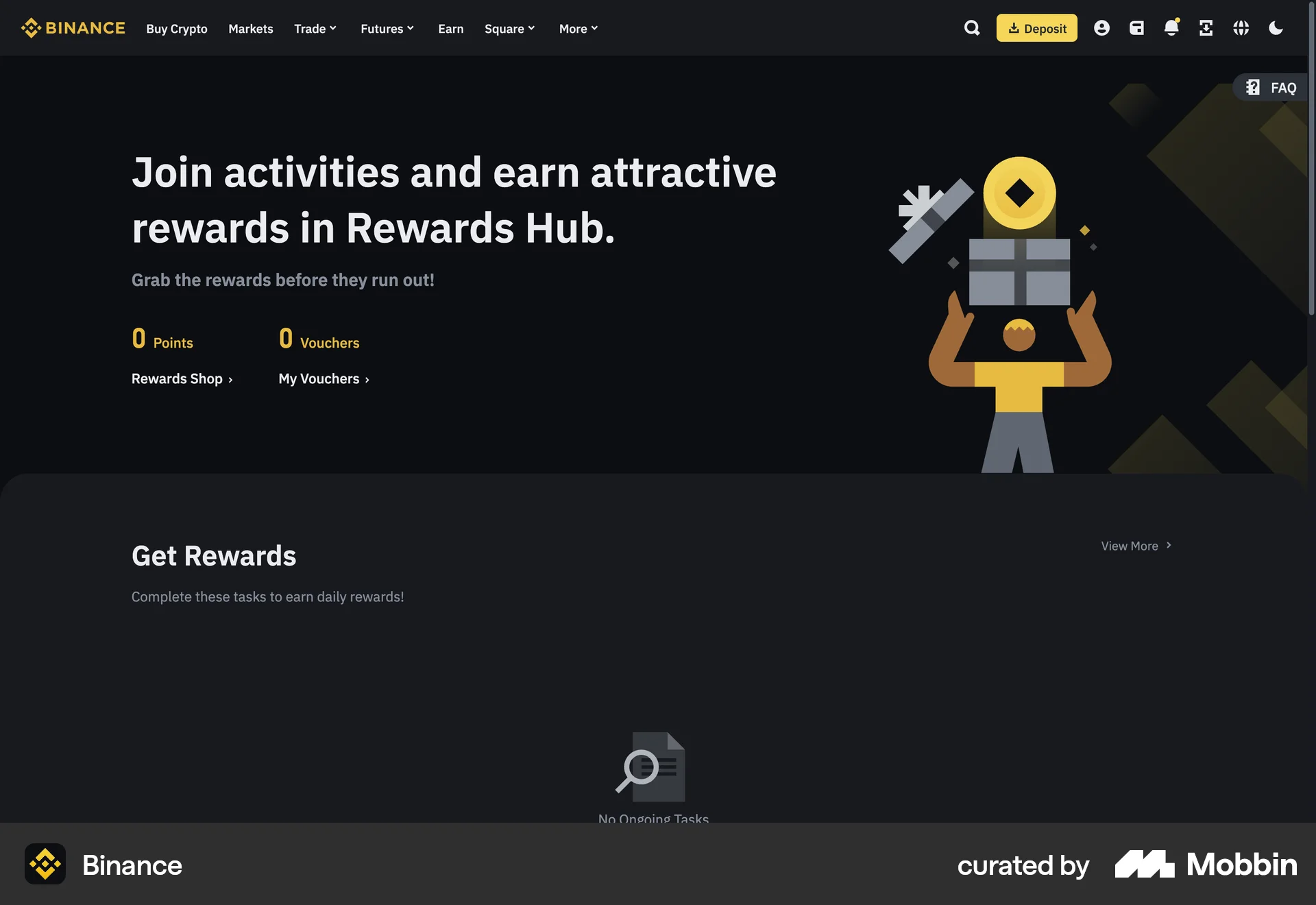 Binance Web Promotions & Rewards screen