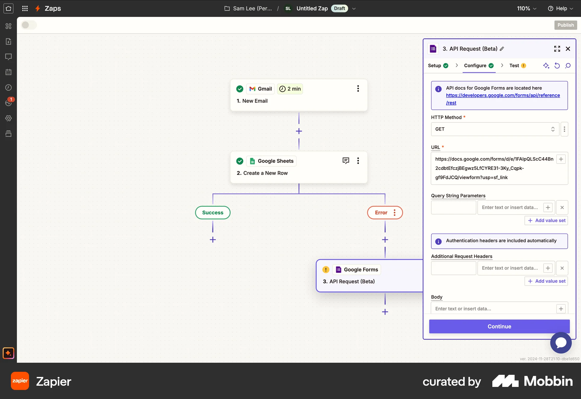 Zapier Web screen containing Breadcrumbs UI element