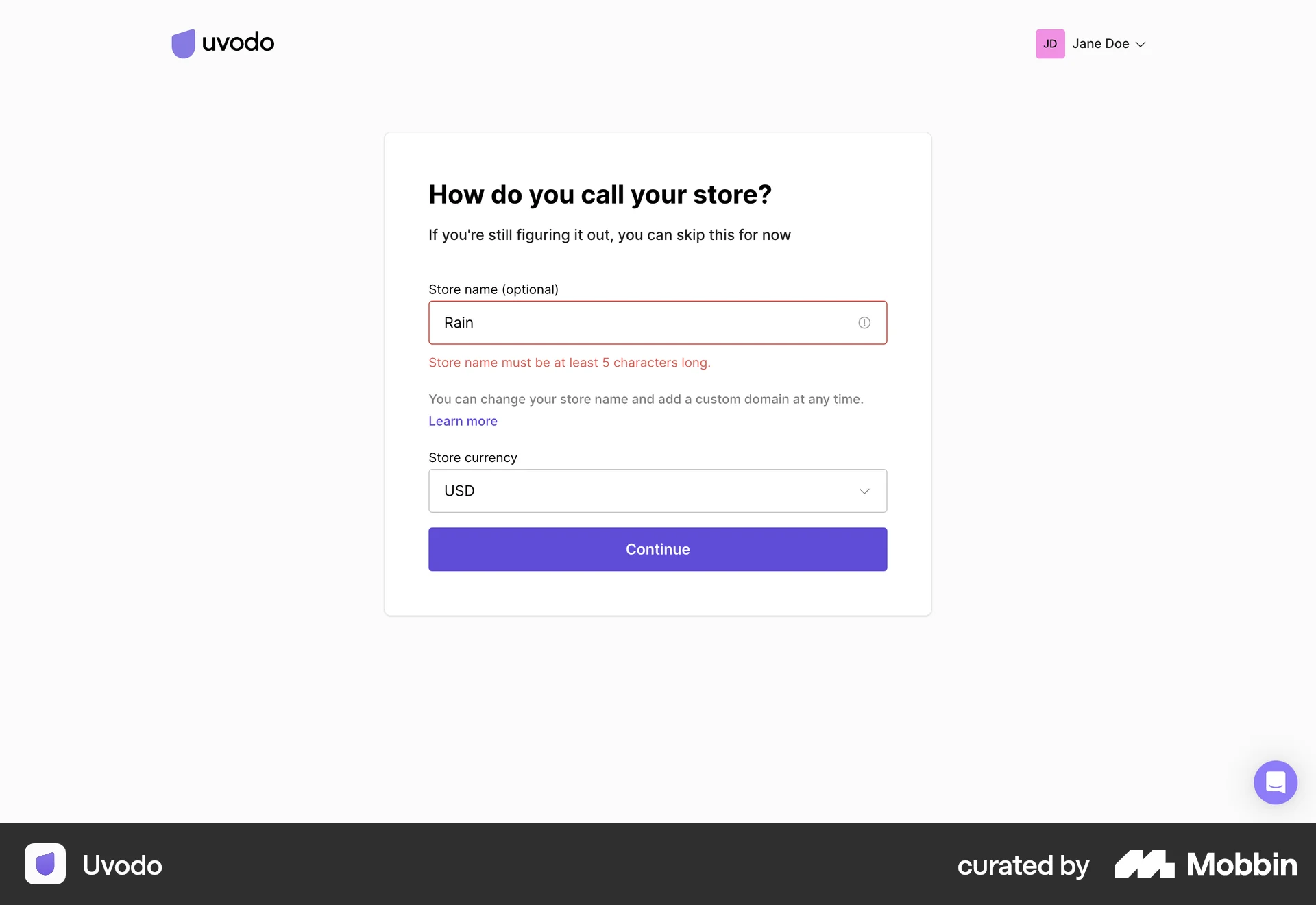 Uvodo Web Error screen