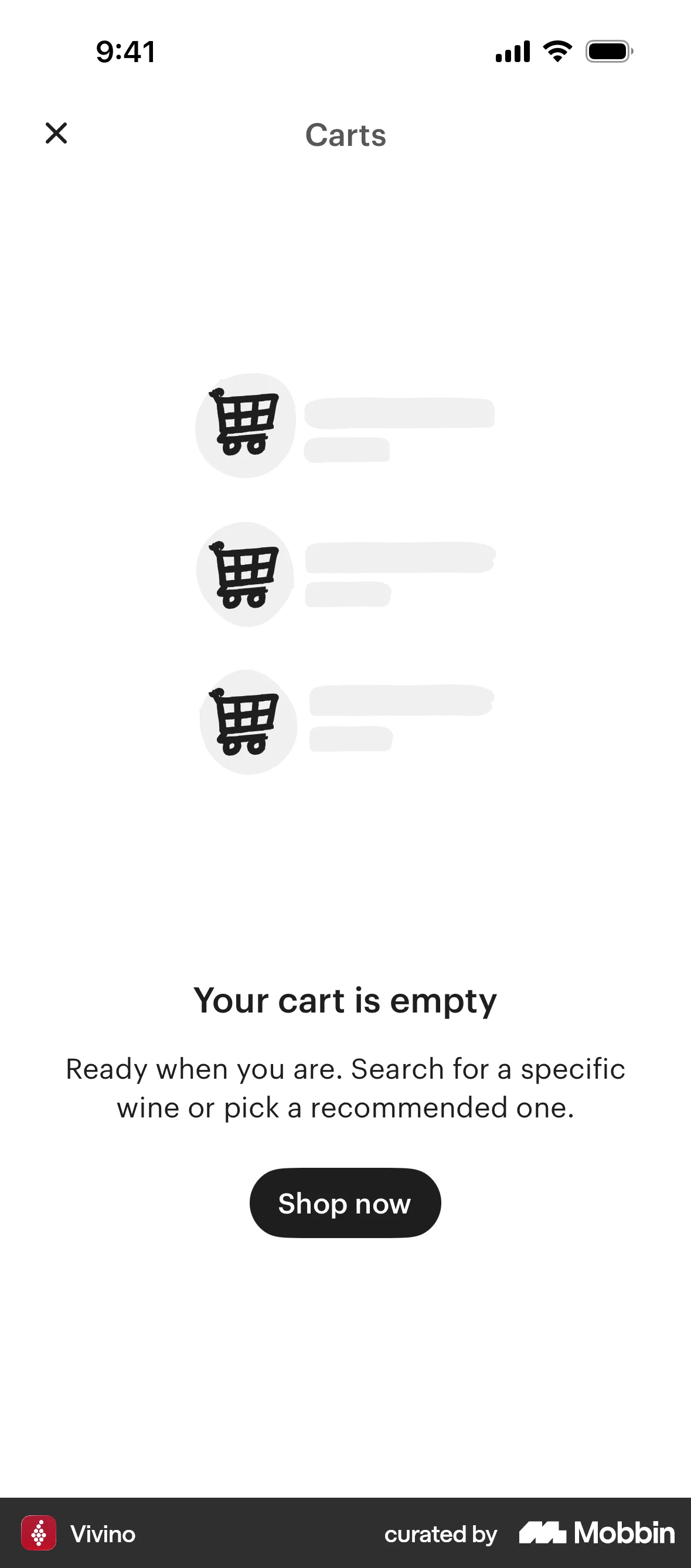 Vivino iOS Empty State screen
