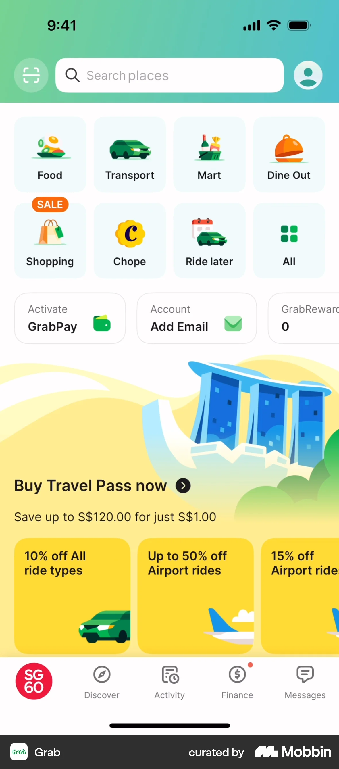 Grab iOS Bank App Design screen